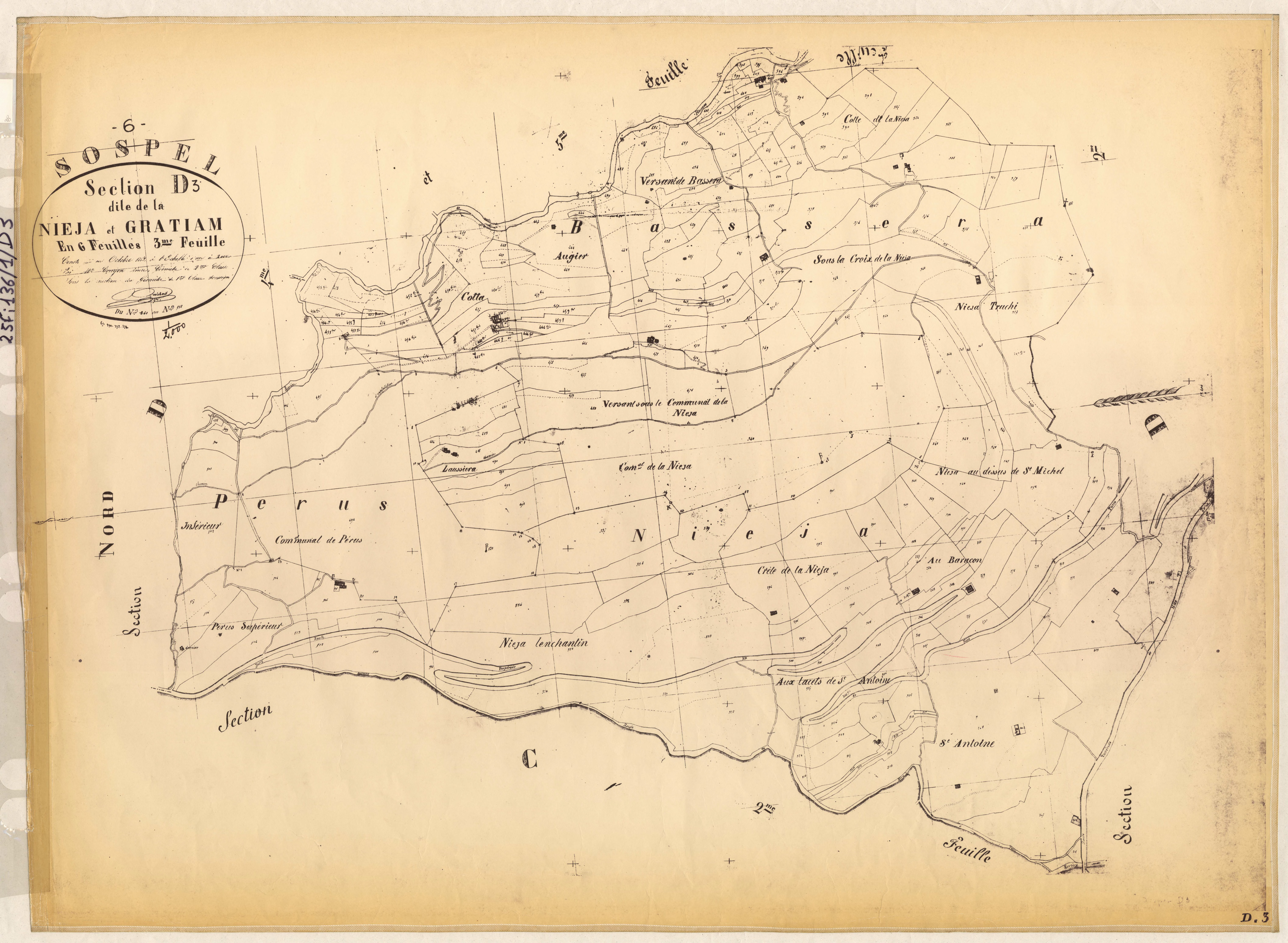 La Nieja et Gratiam. - Plan de section, D3