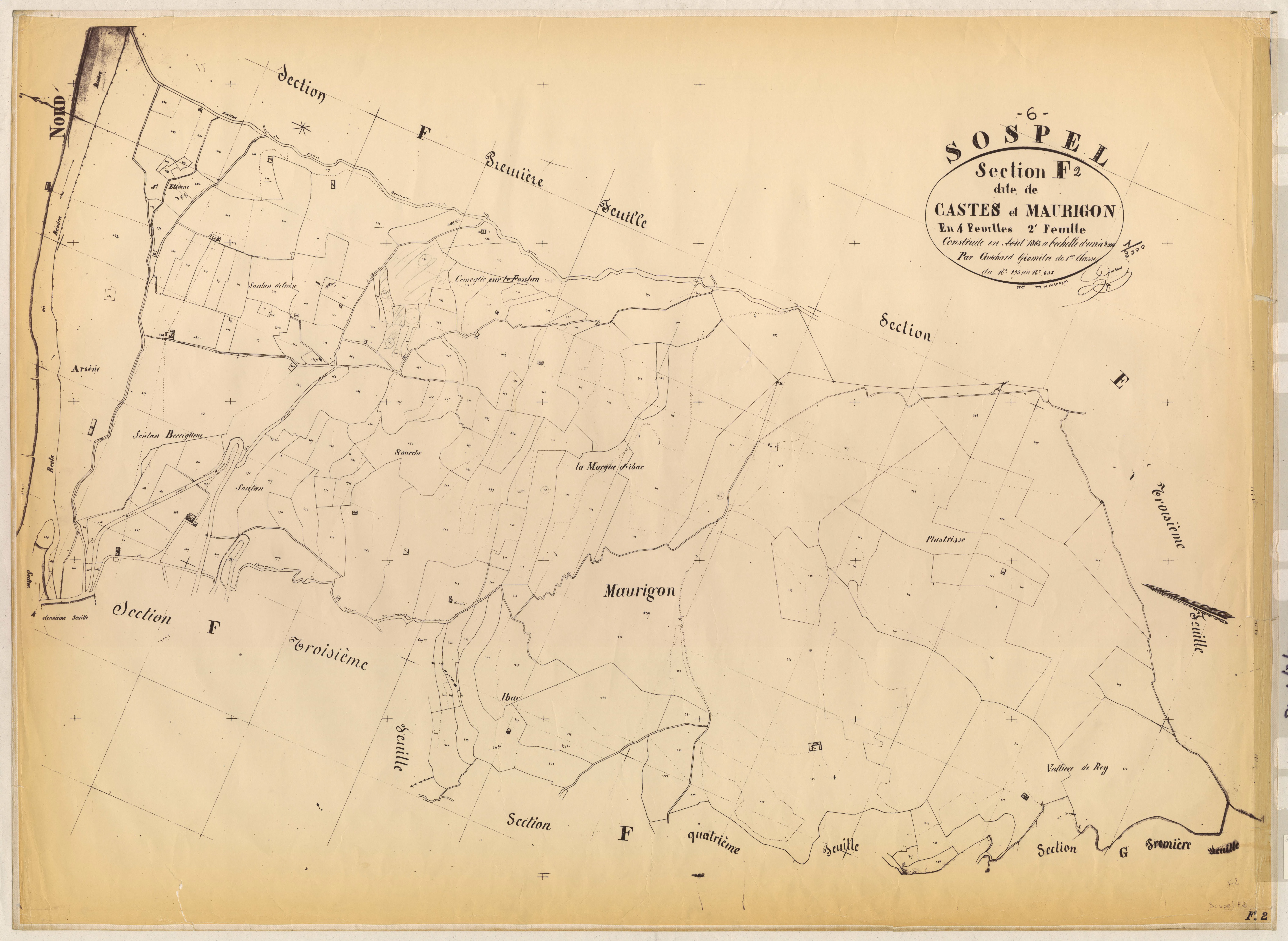 Castes et Maurigon. - Plan de section, F2