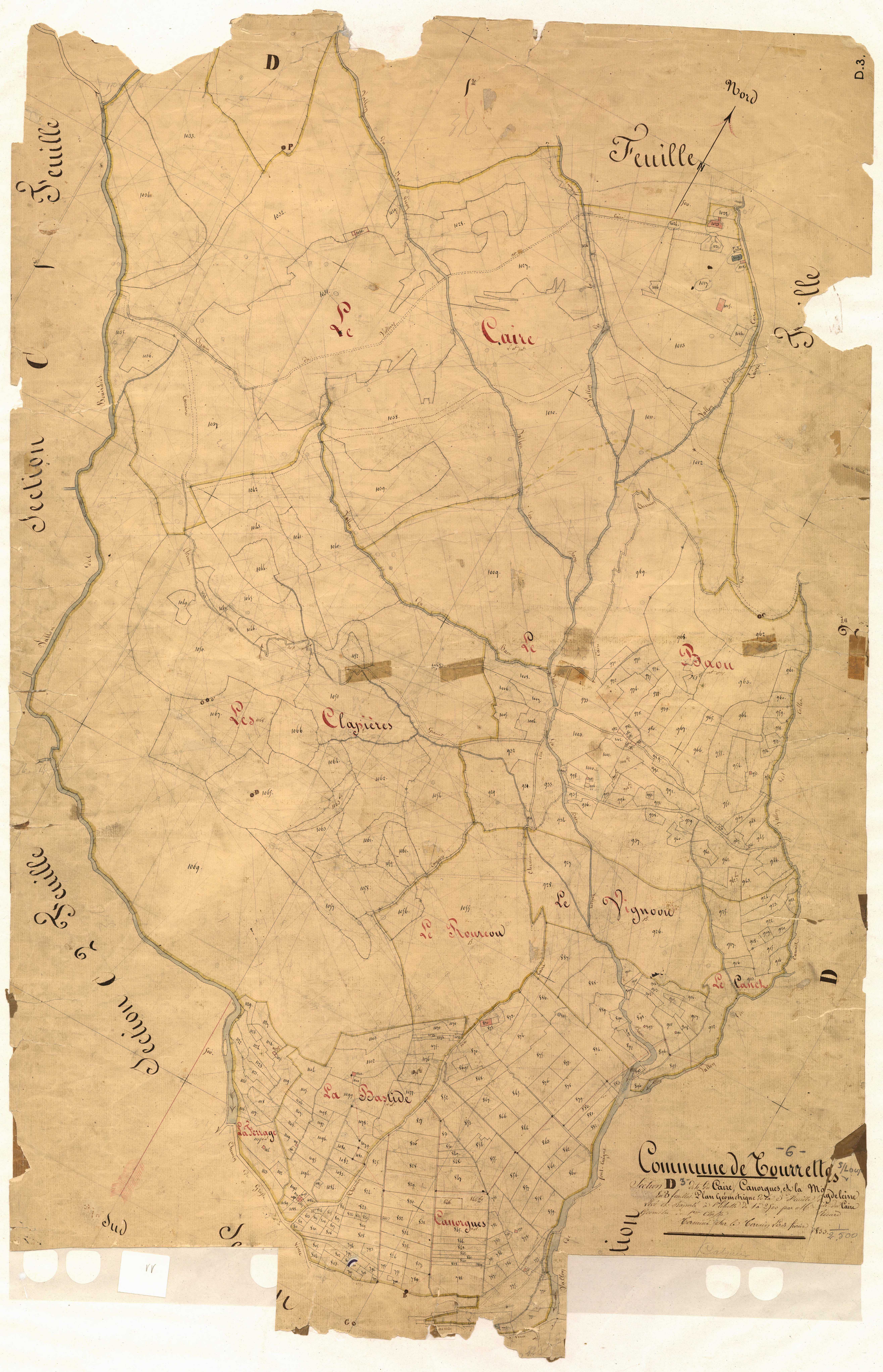 Le Caire, Canorgues et la Magdeleine, le Caire. - Plan de section, D3