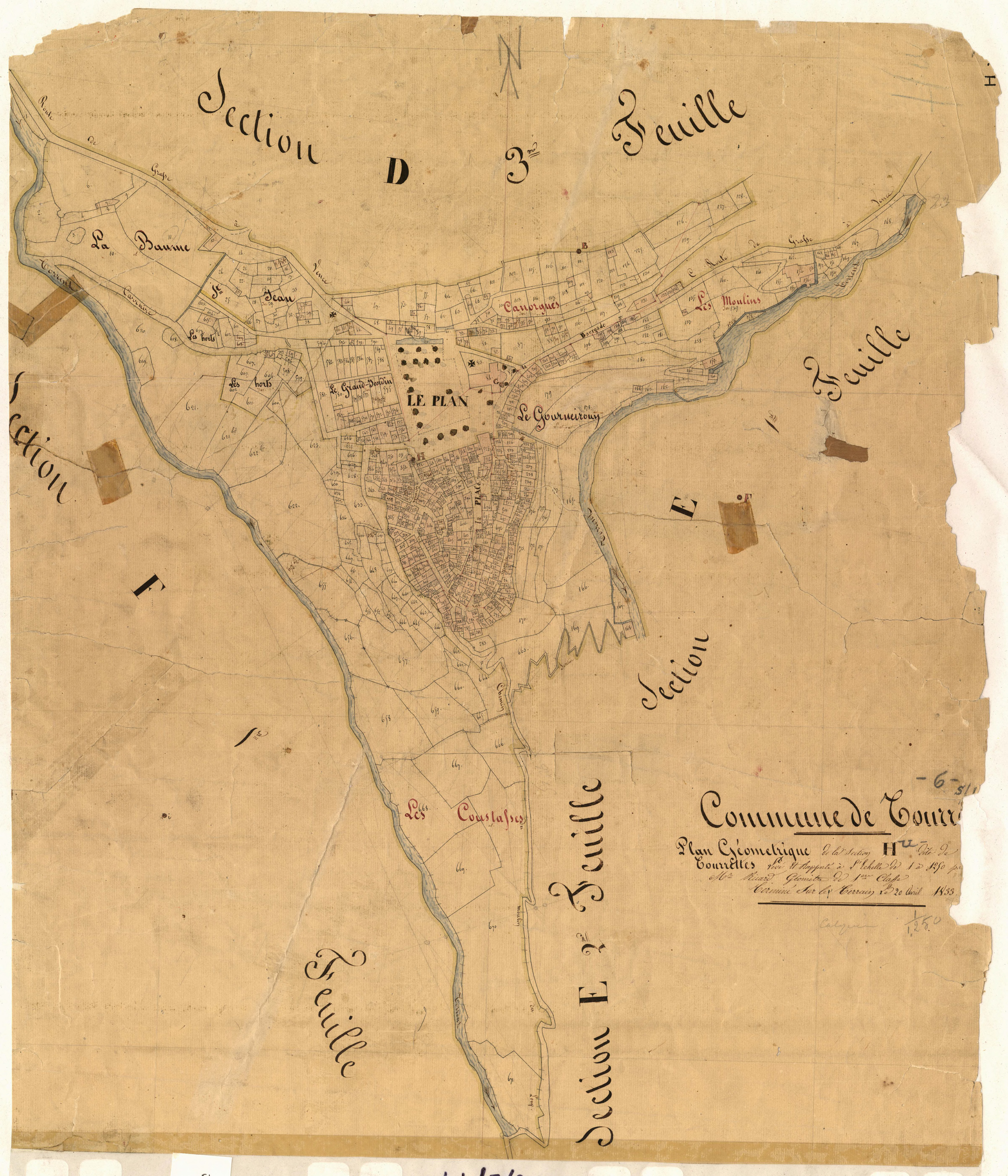 Les Tourrettes. - Plan de section, H