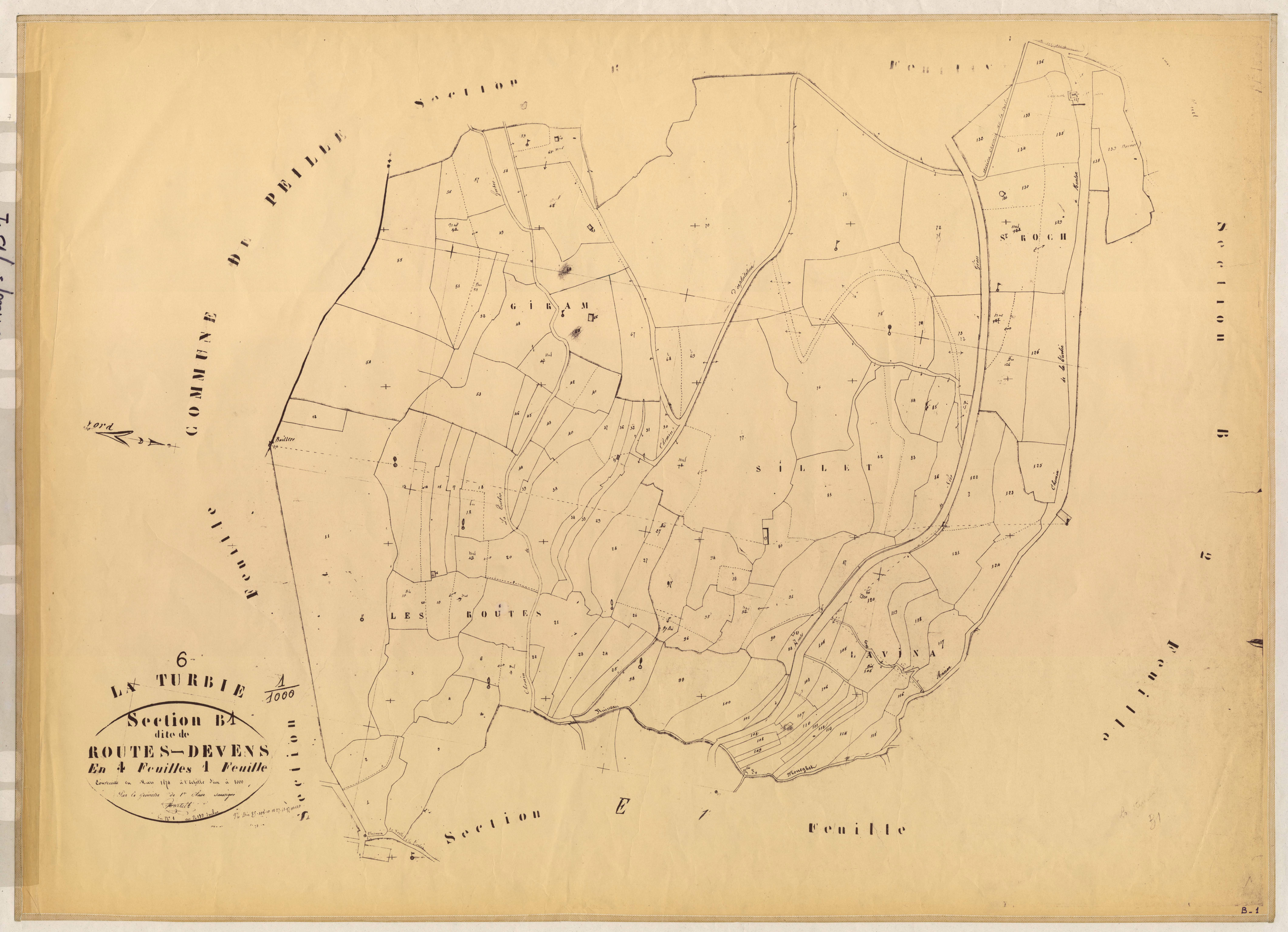 Route Devens. - Plan de section, B1