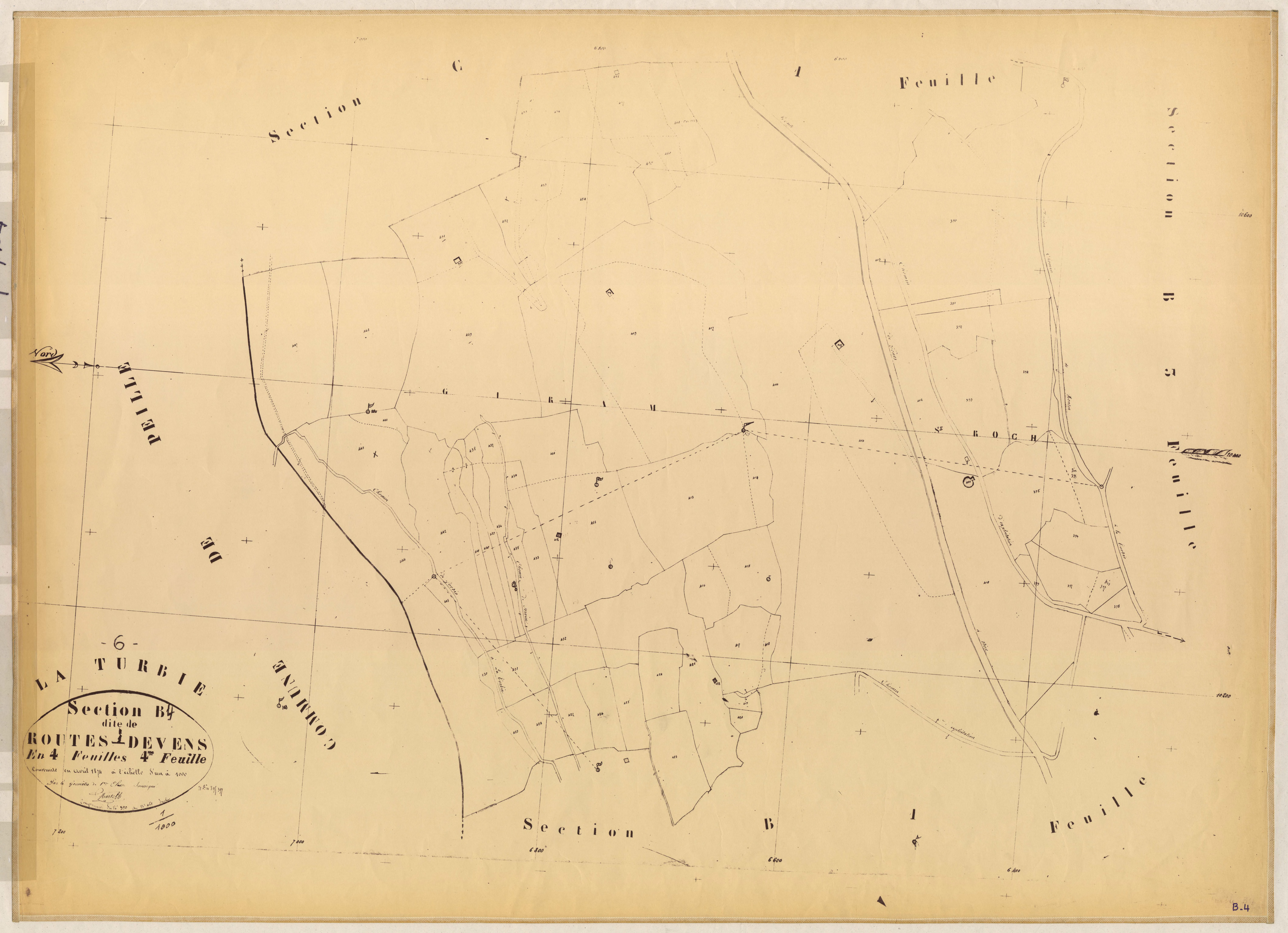 Route Devens. - Plan de section, B4