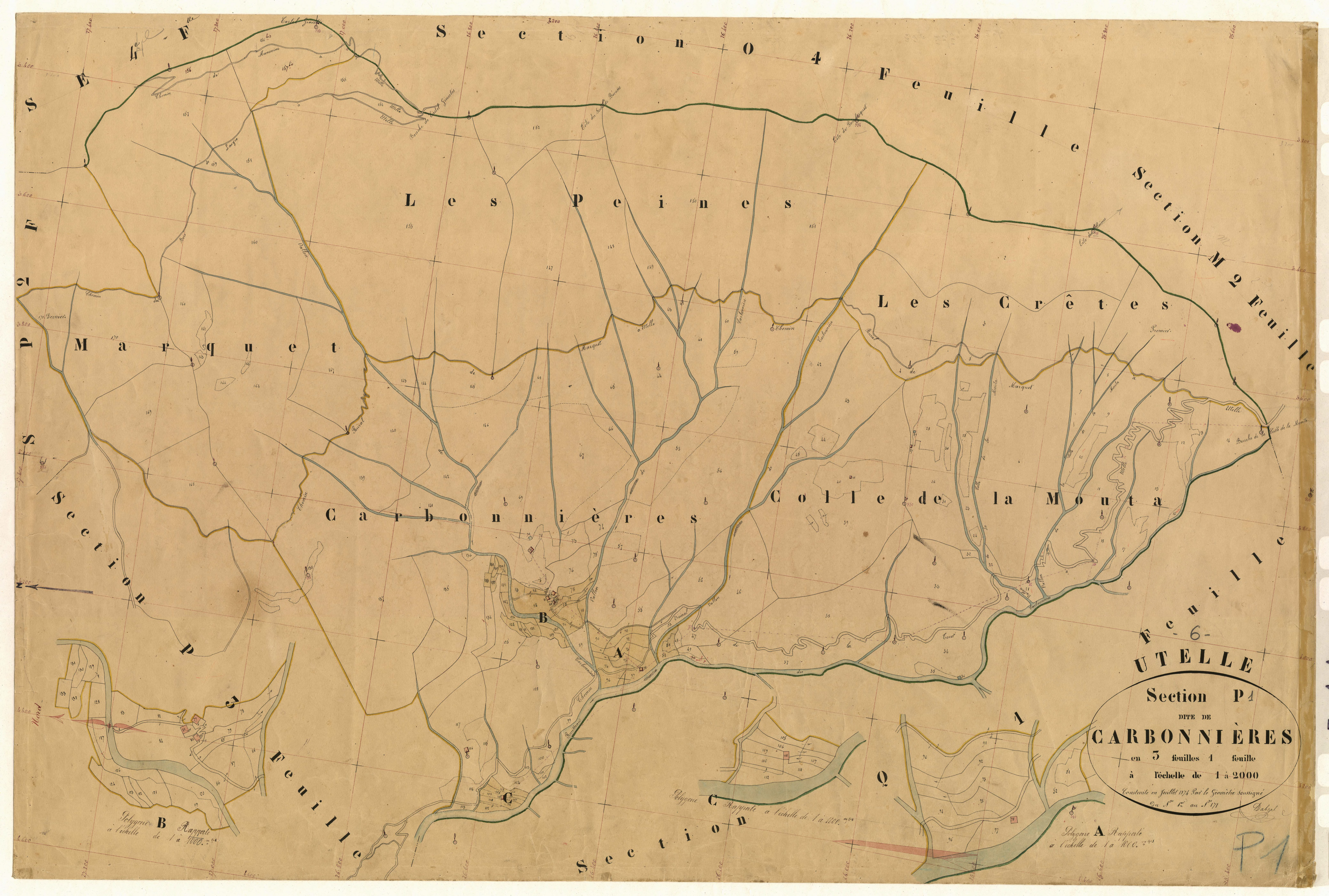 Carbonnières. - Plan de section, P1