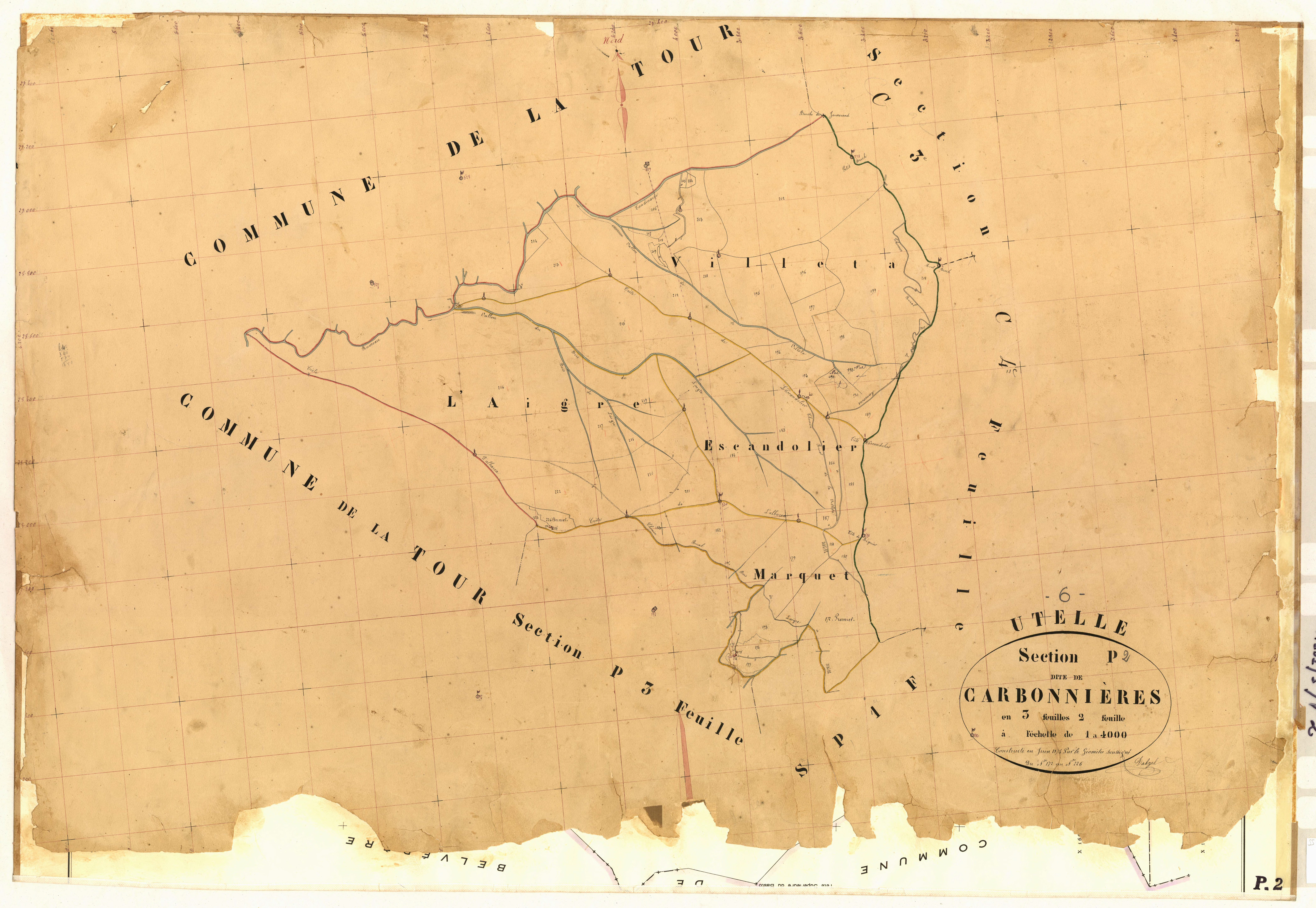 Carbonnières. - Plan de section, P2
