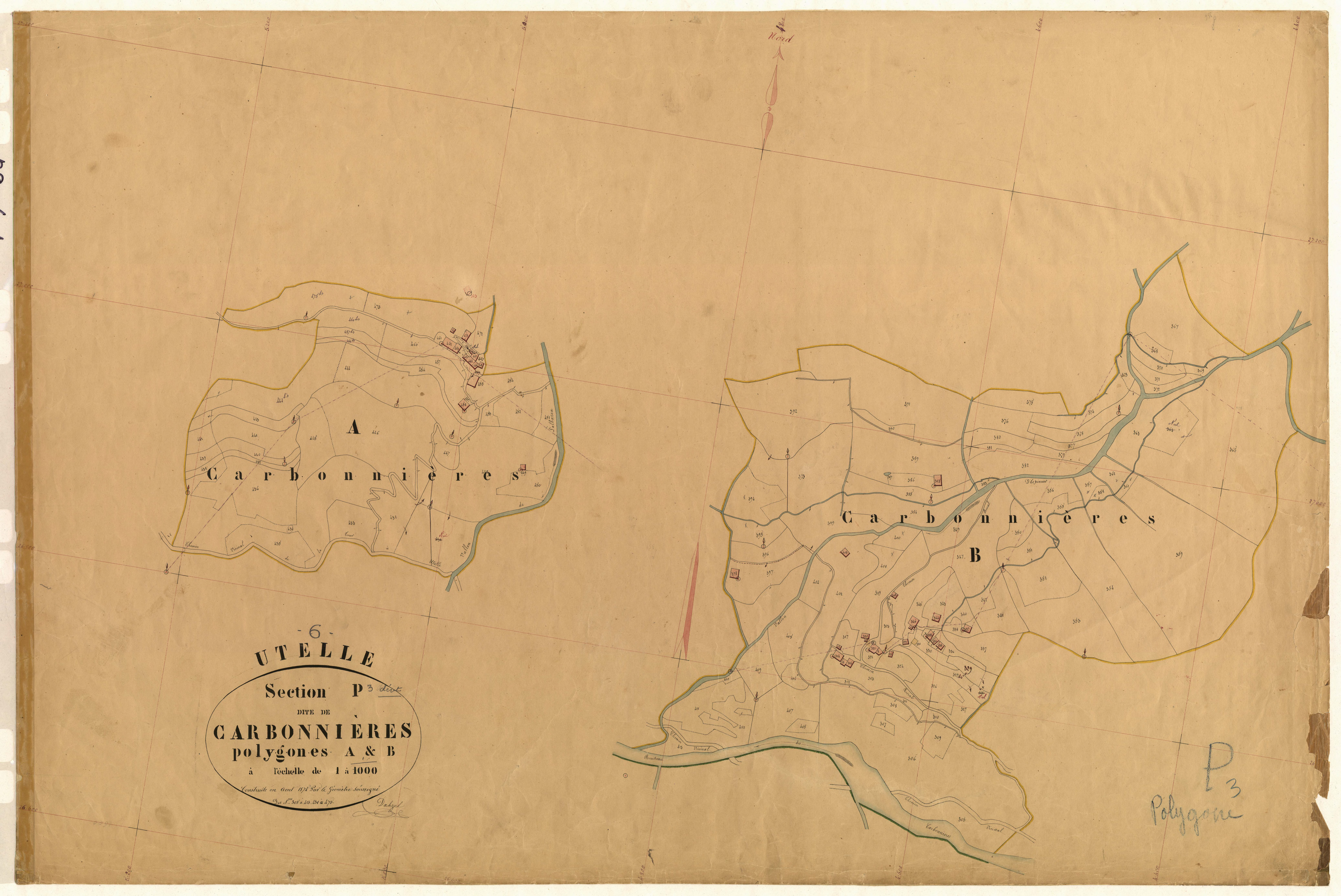Carbonnières (développement). - Plan de section, P3(d)