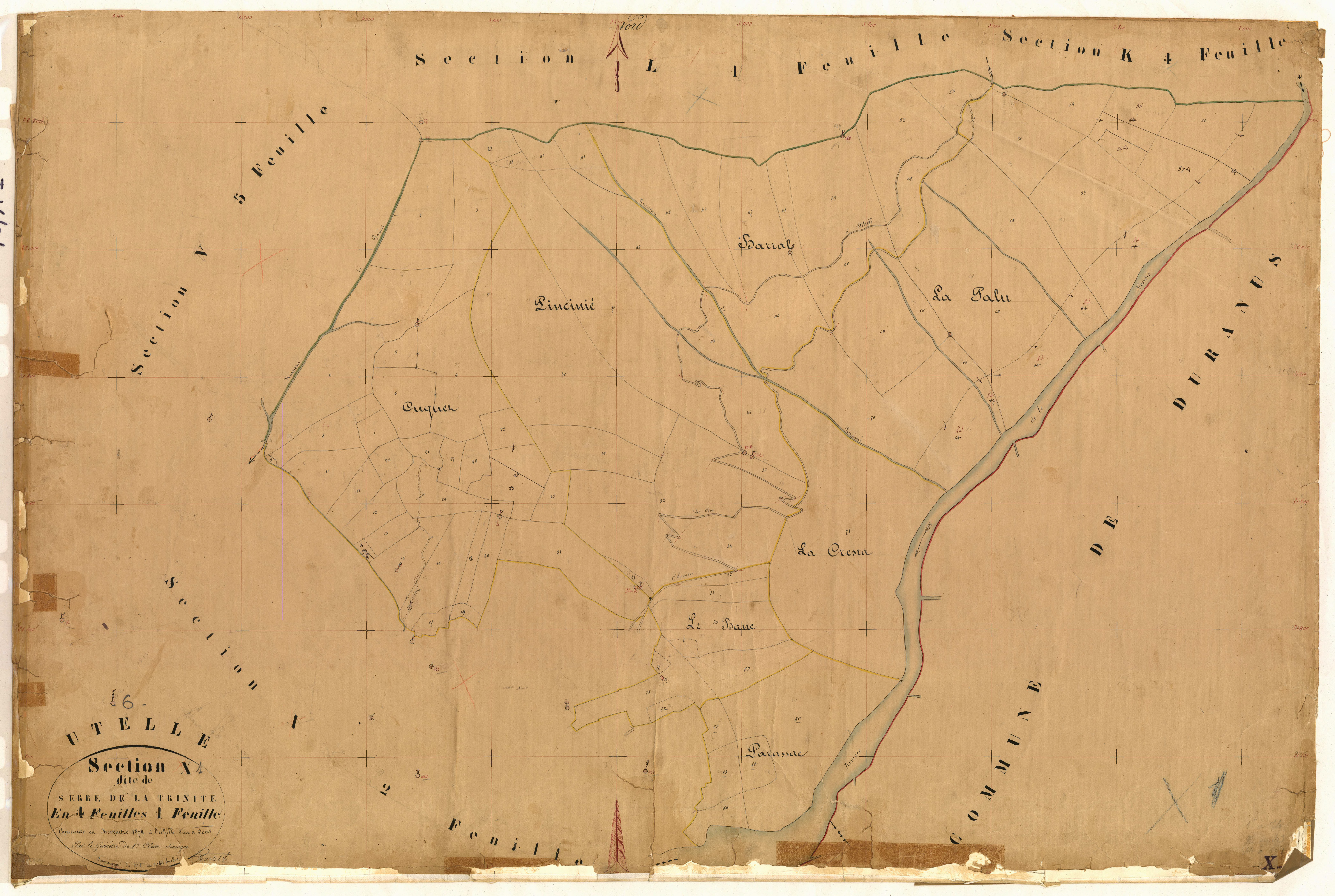 Serre de la Trinité. - Plan de section, X1