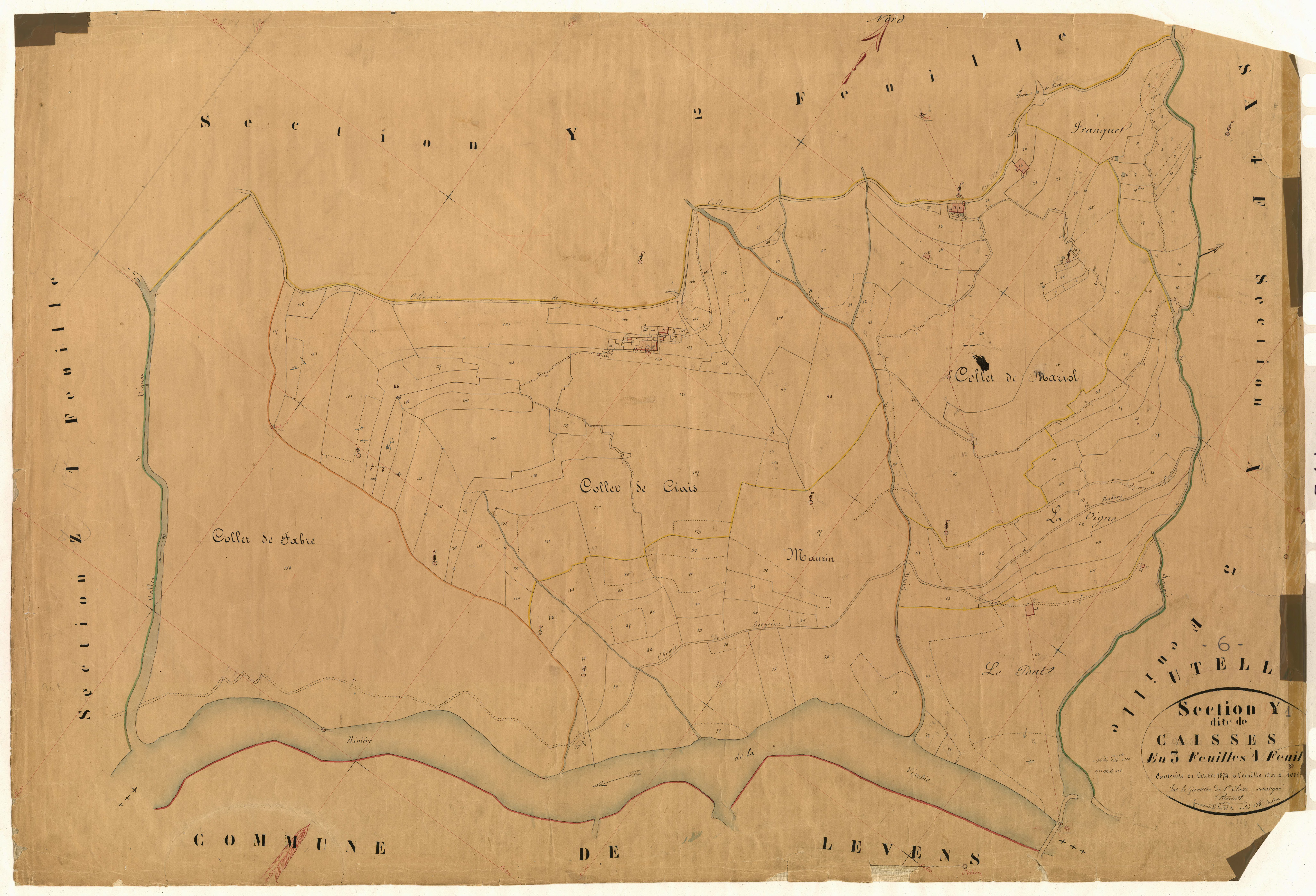 Caisses. - Plan de section, Y1