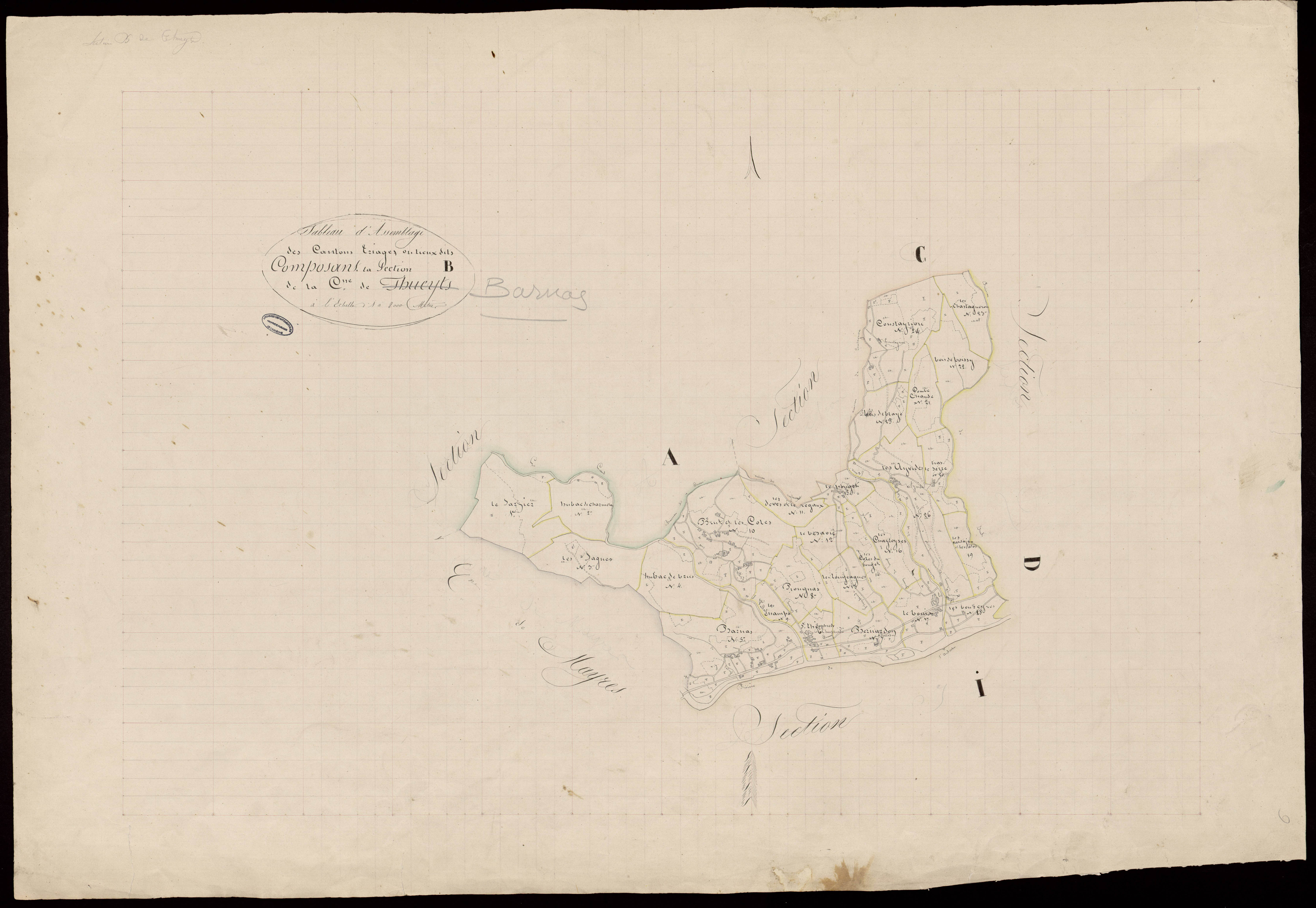 Barnas - Tableau d'assemblage de la section B