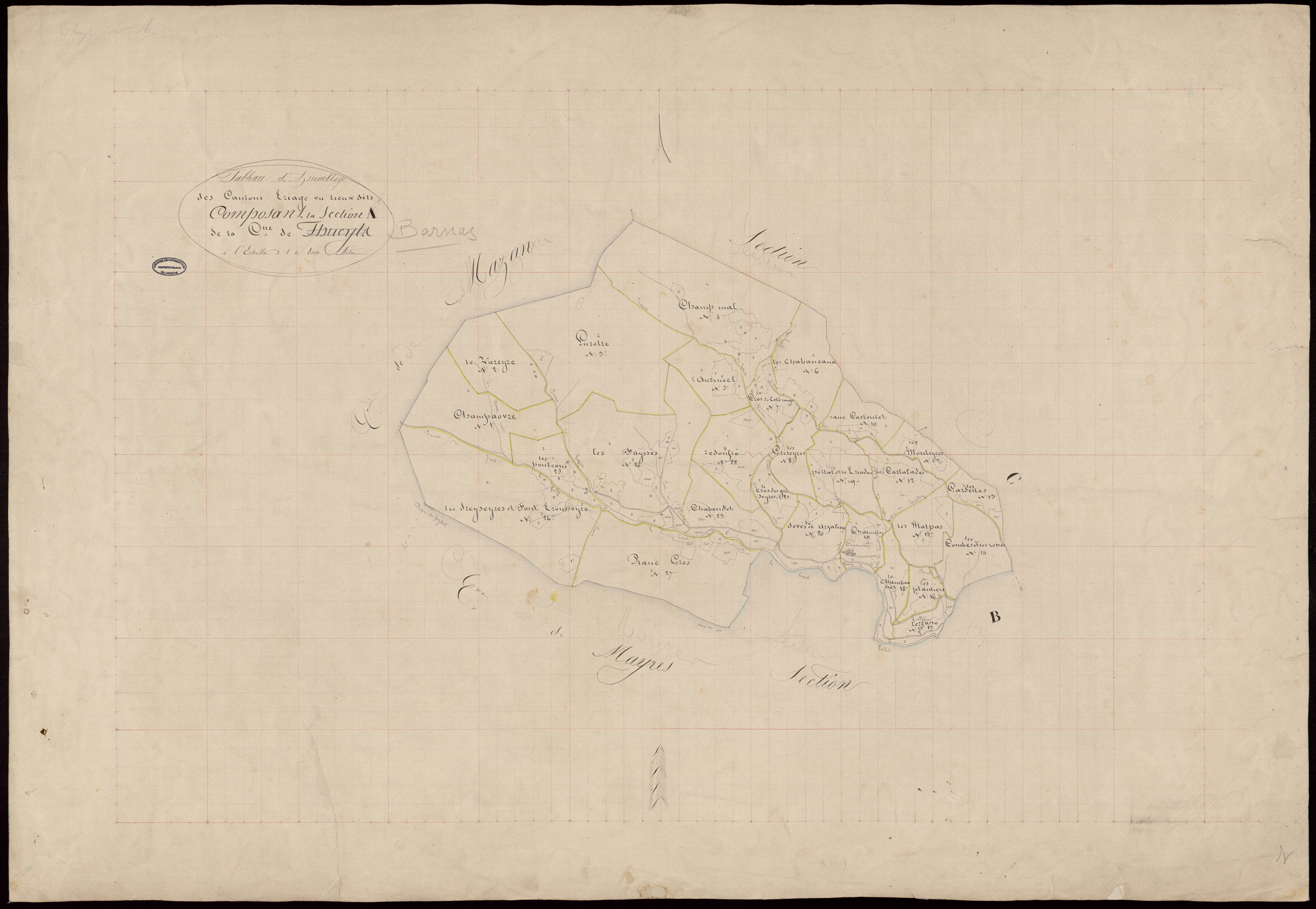Barnas - Tableau d'assemblage de la section A