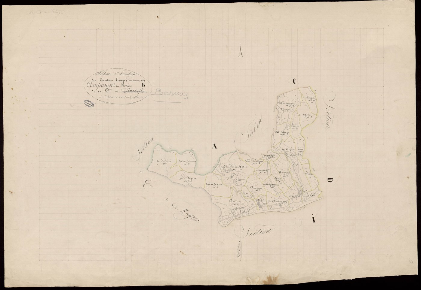 Barnas - Tableau d'assemblage de la section B