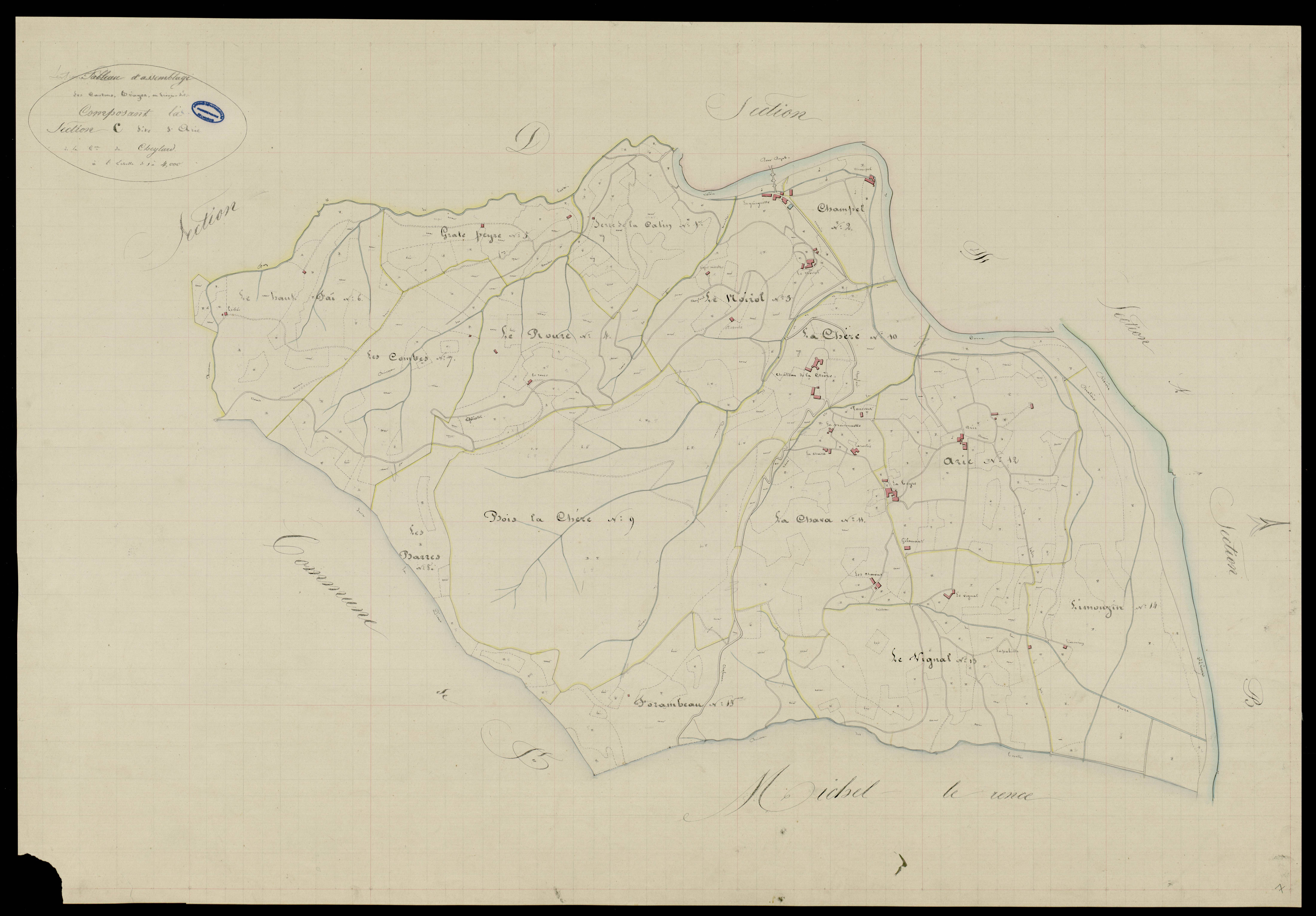 Le Cheylard - Tableau d'assemblage de la section C