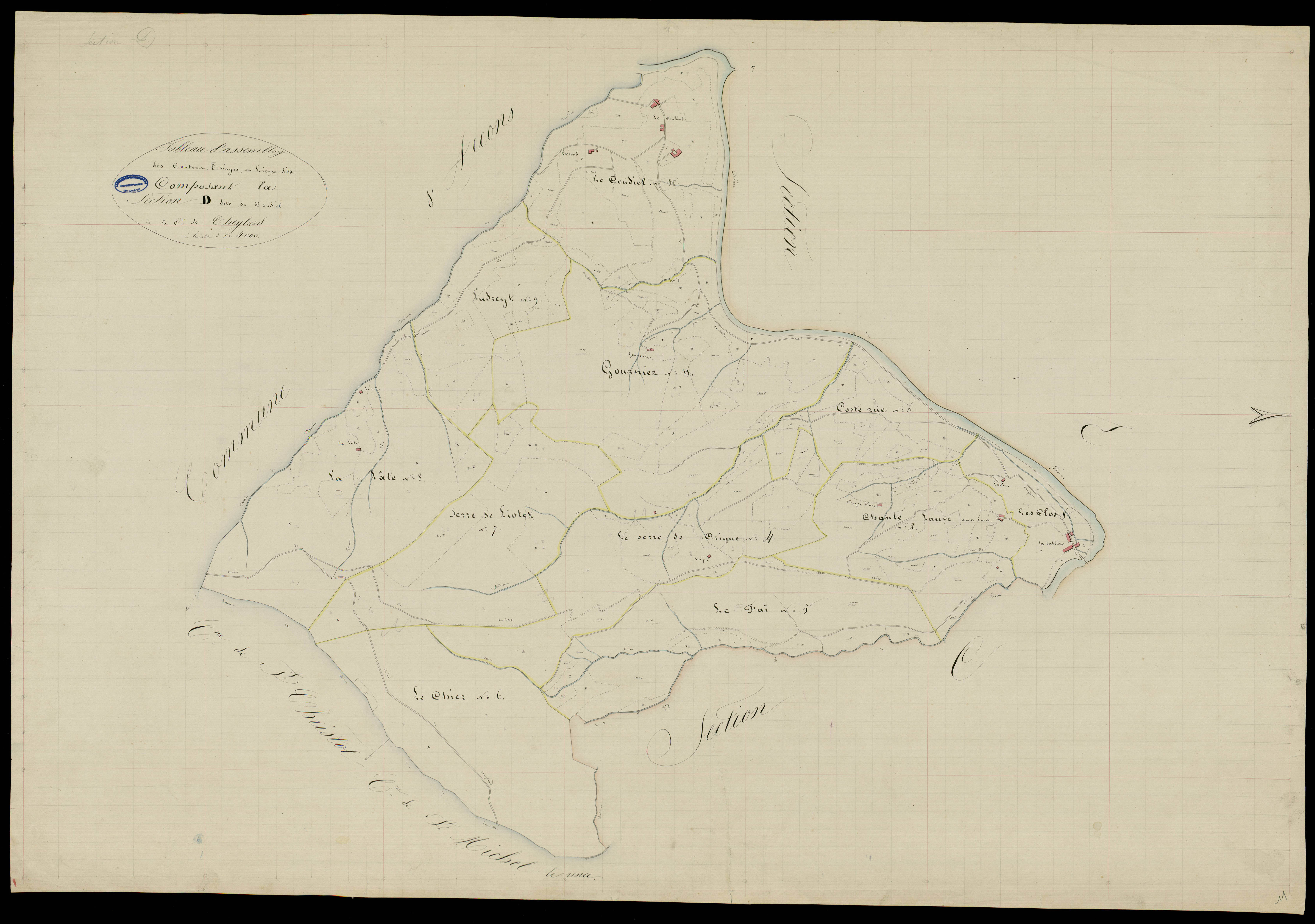 Le Cheylard - Tableau d'assemblage de la section D