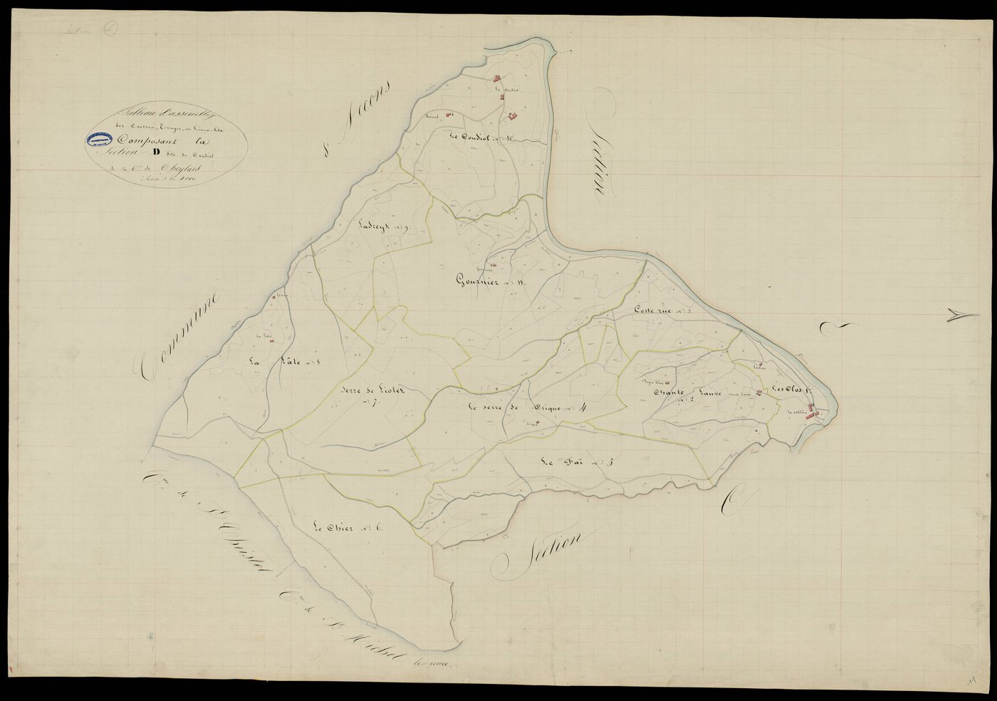 Le Cheylard - Tableau d'assemblage de la section D