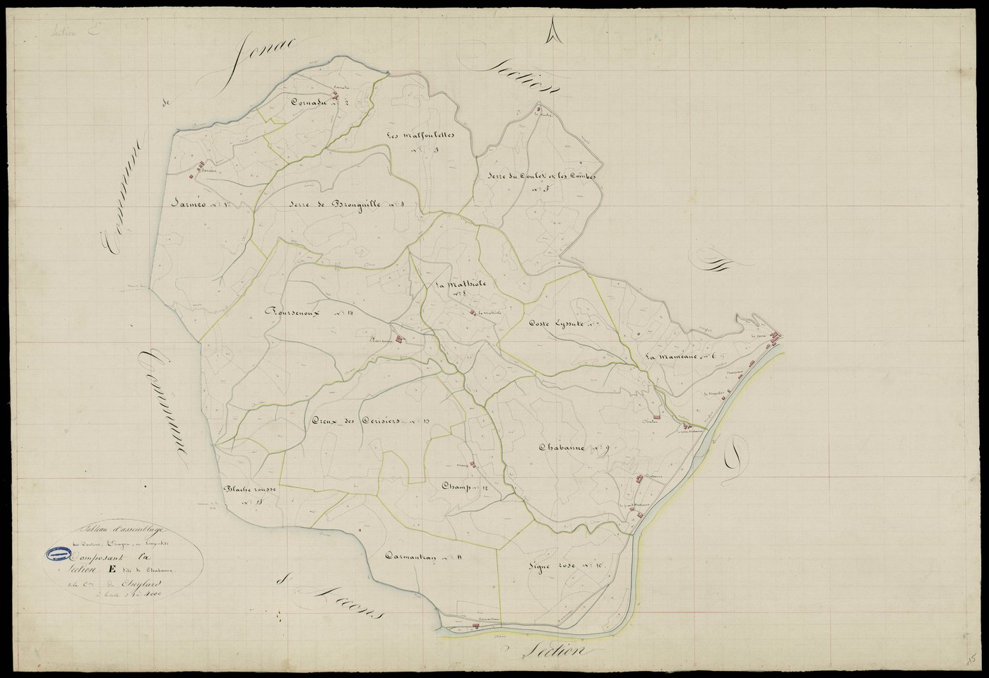 Le Cheylard - Tableau d'assemblage de la section E