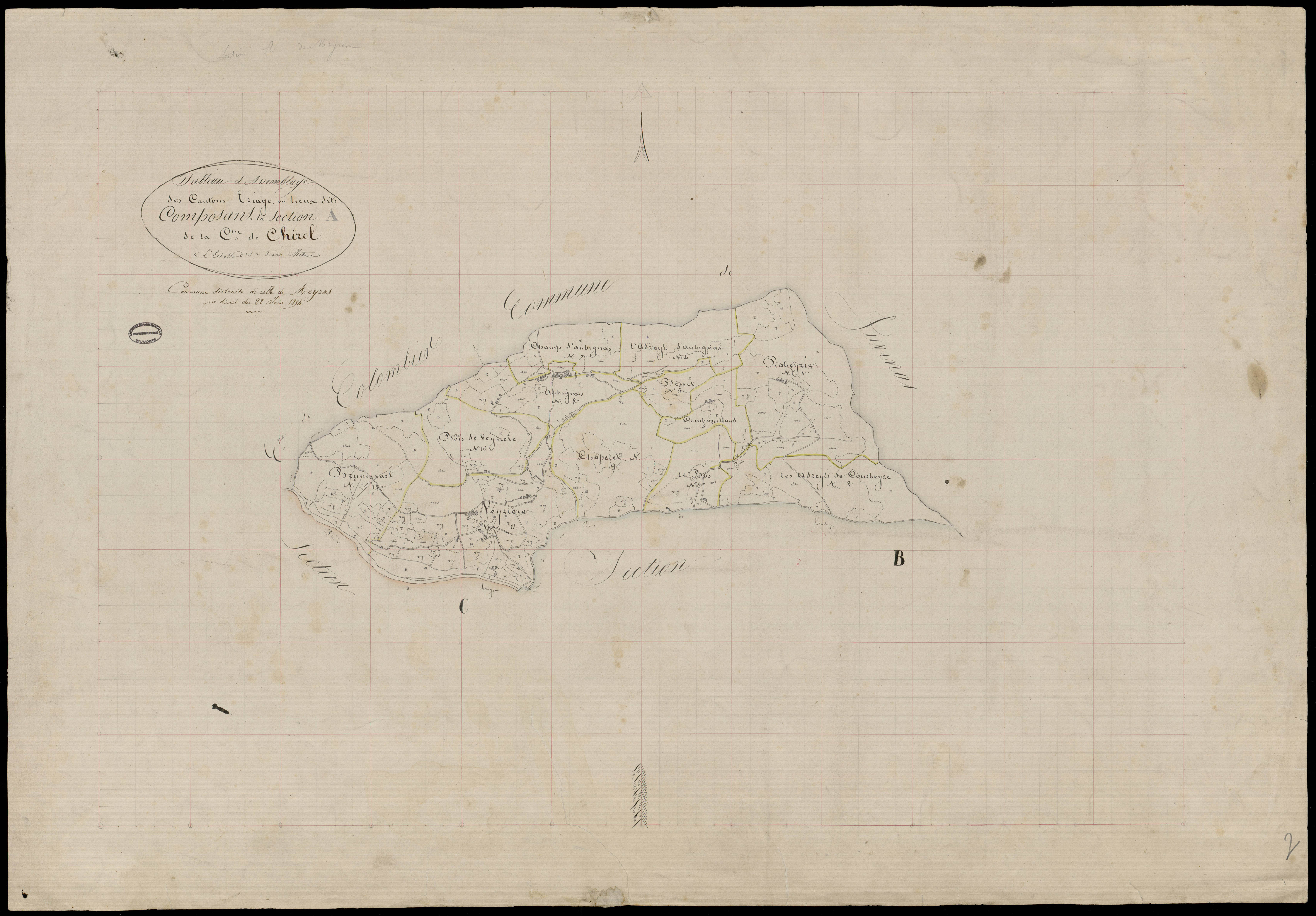 Chirols - Tableau d'assemblage de la section A