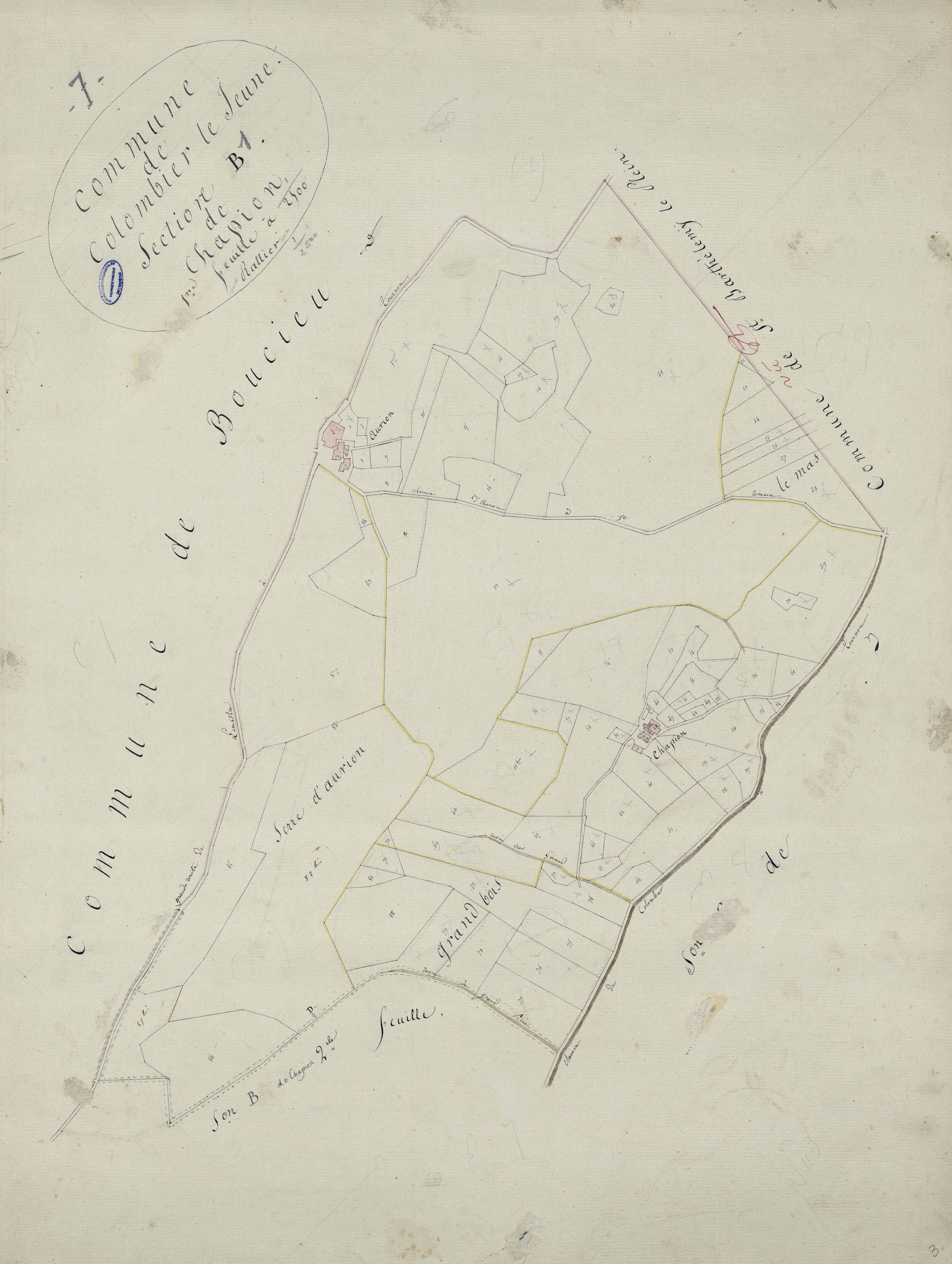 Colombier-le-Jeune - Section B - Feuillet 1