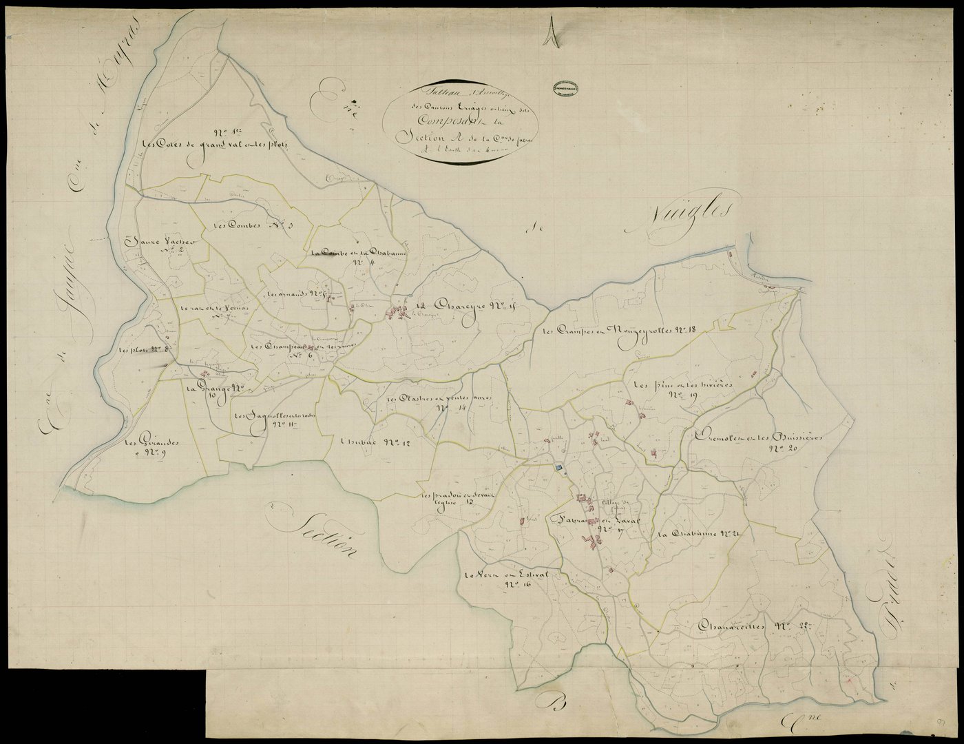 Fabras - Tableau d'assemblage de la section A