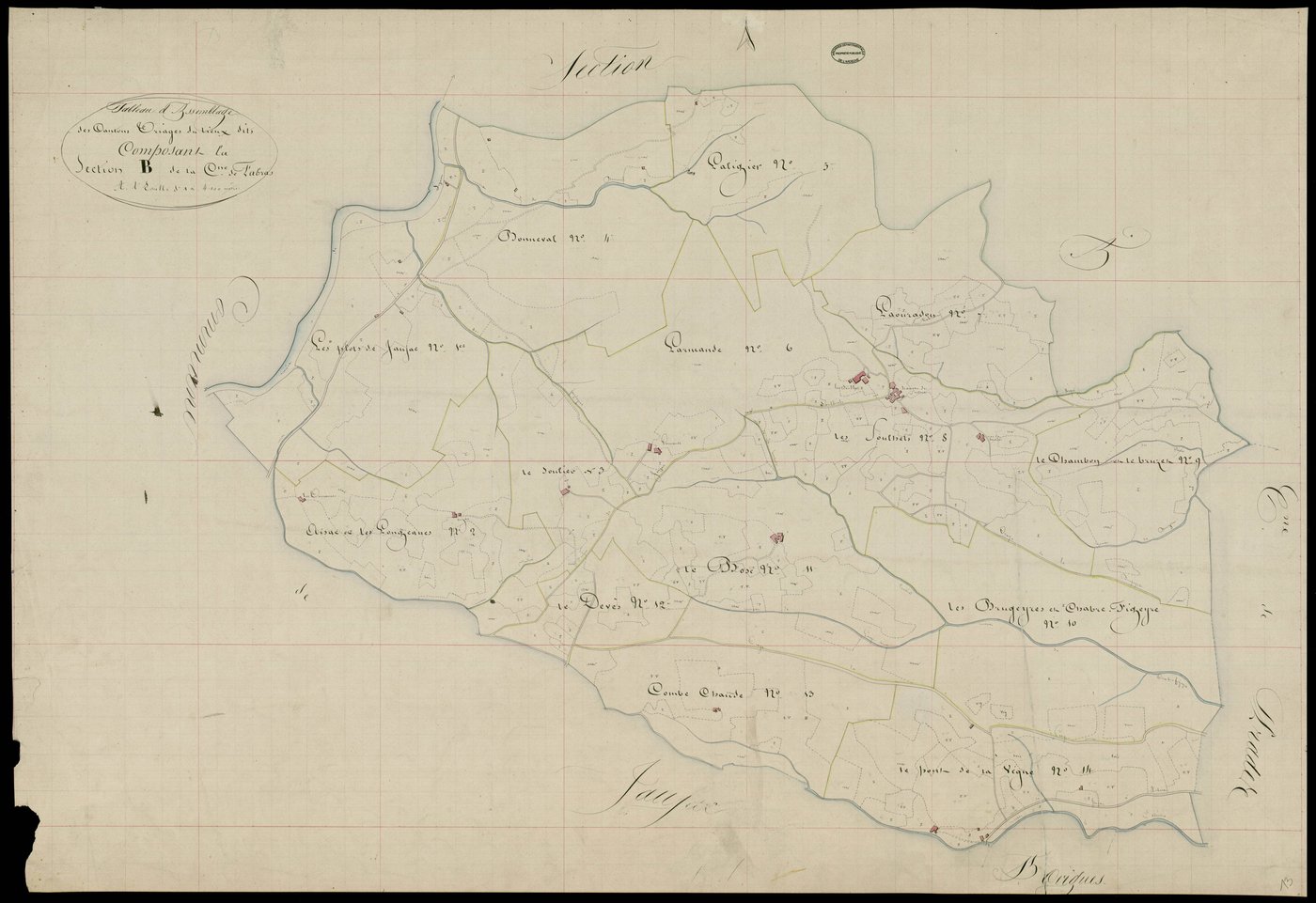 Fabras - Tableau d'assemblage de la section B
