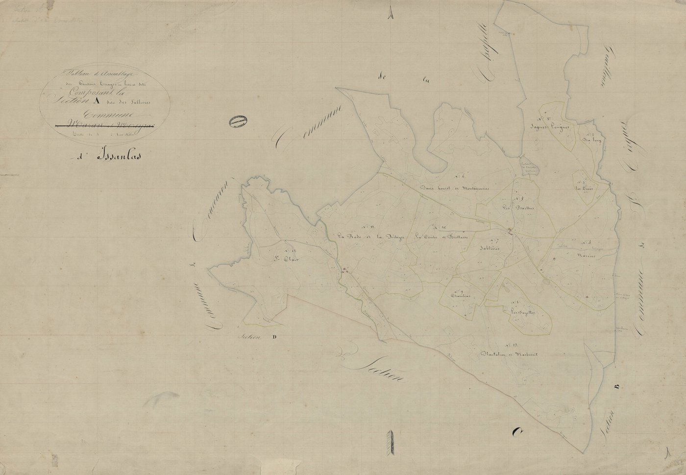 Issanlas - Tableau d'assemblage de la section A