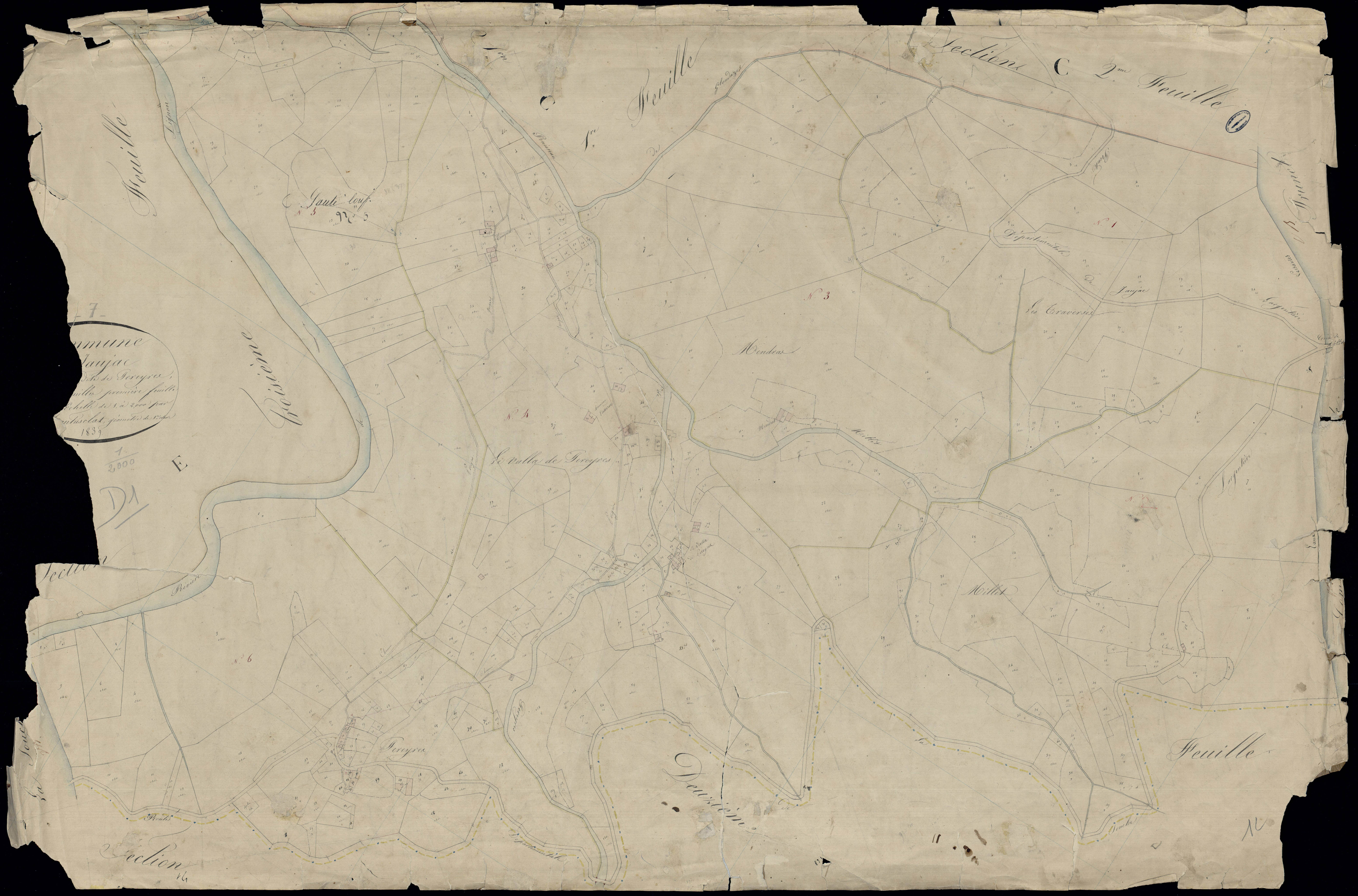 Jaujac - Section D - Feuillet 1