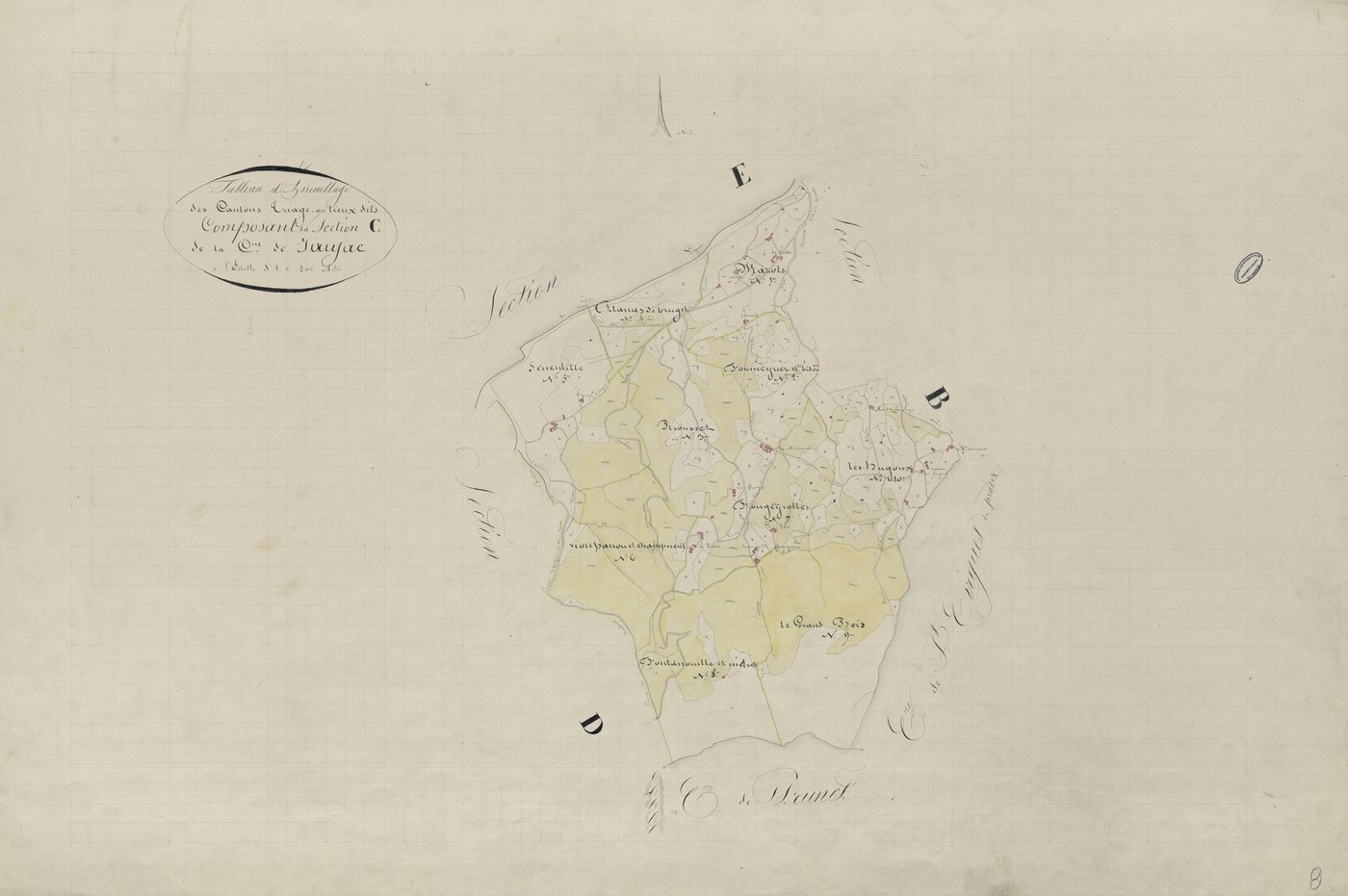 Jaujac - Tableau d'assemblage de la section C