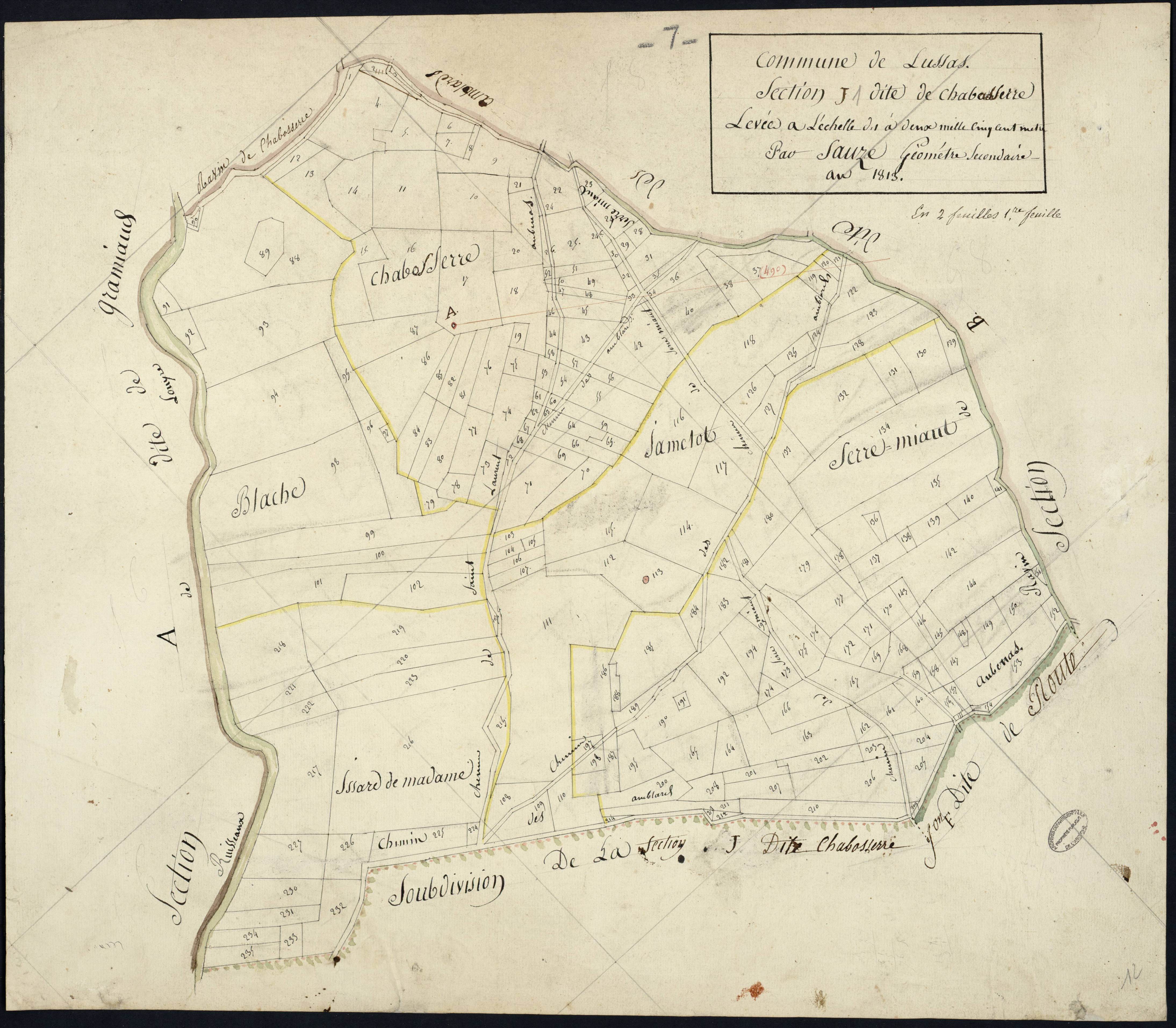 Lussas - Section J - Feuillet 1