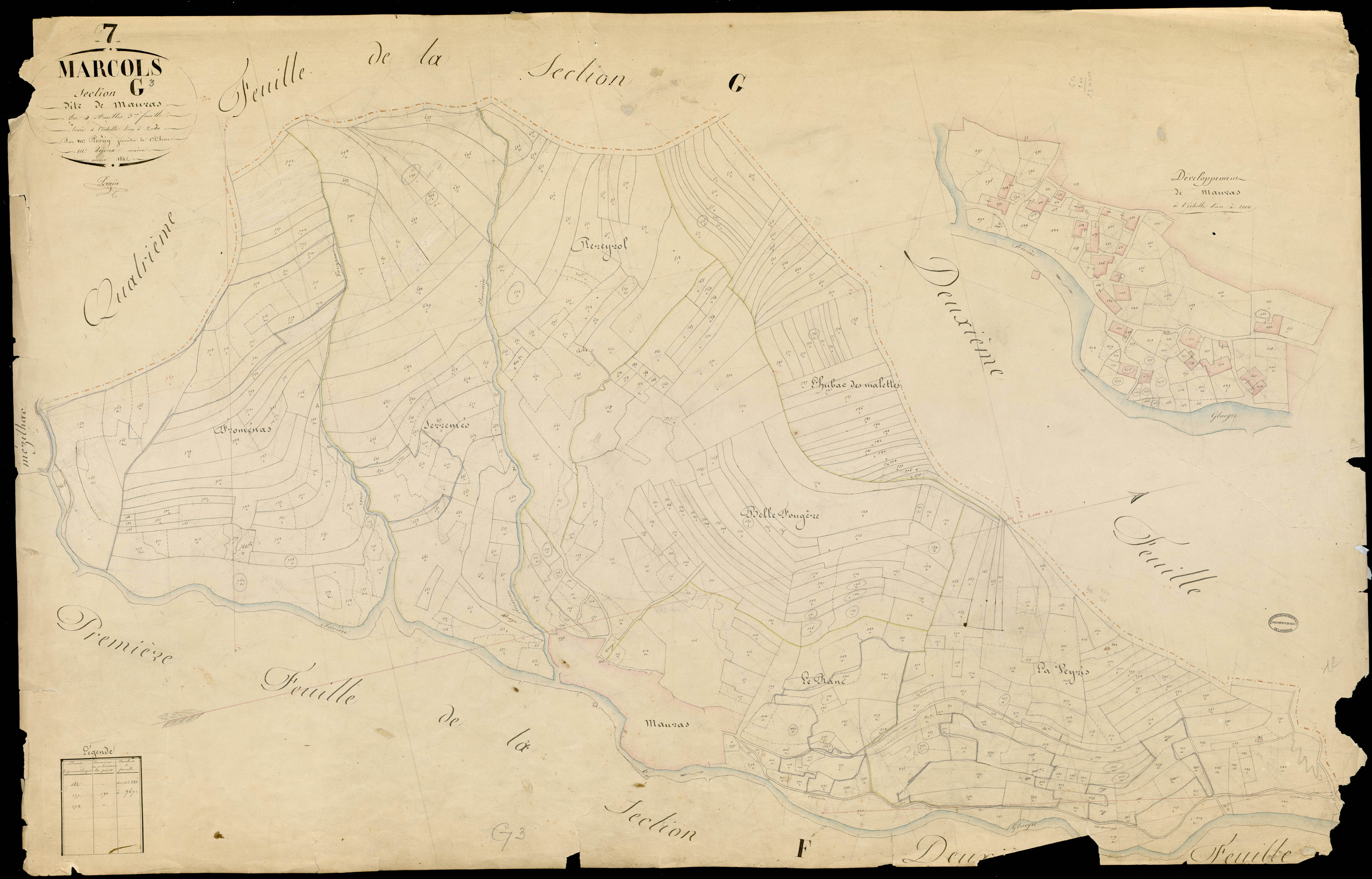 Marcols-les-Eaux - Section G - Feuillet 3