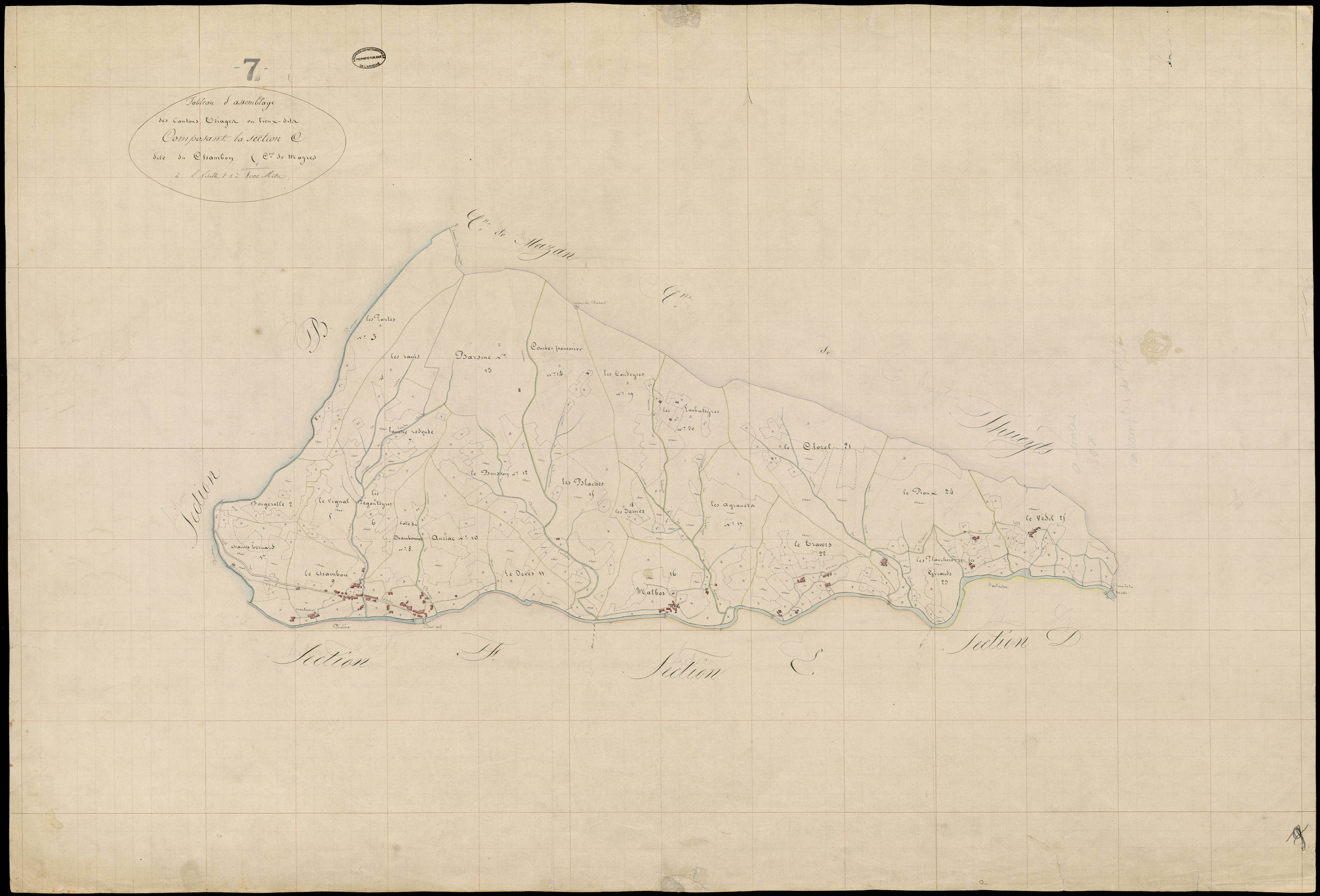 Mayres - Tableau d'assemblage de la section C