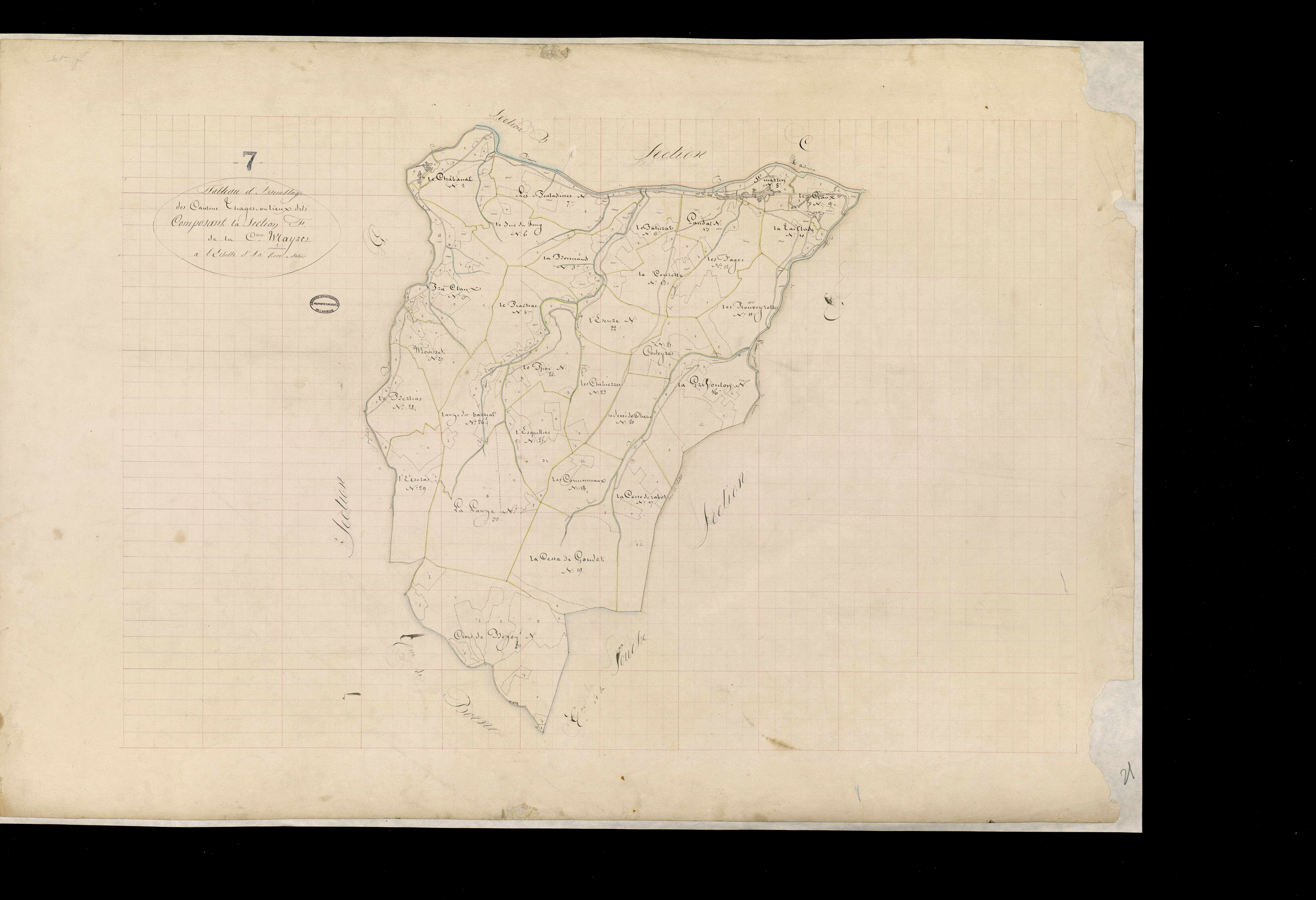 Mayres - Tableau d'assemblage de la section F