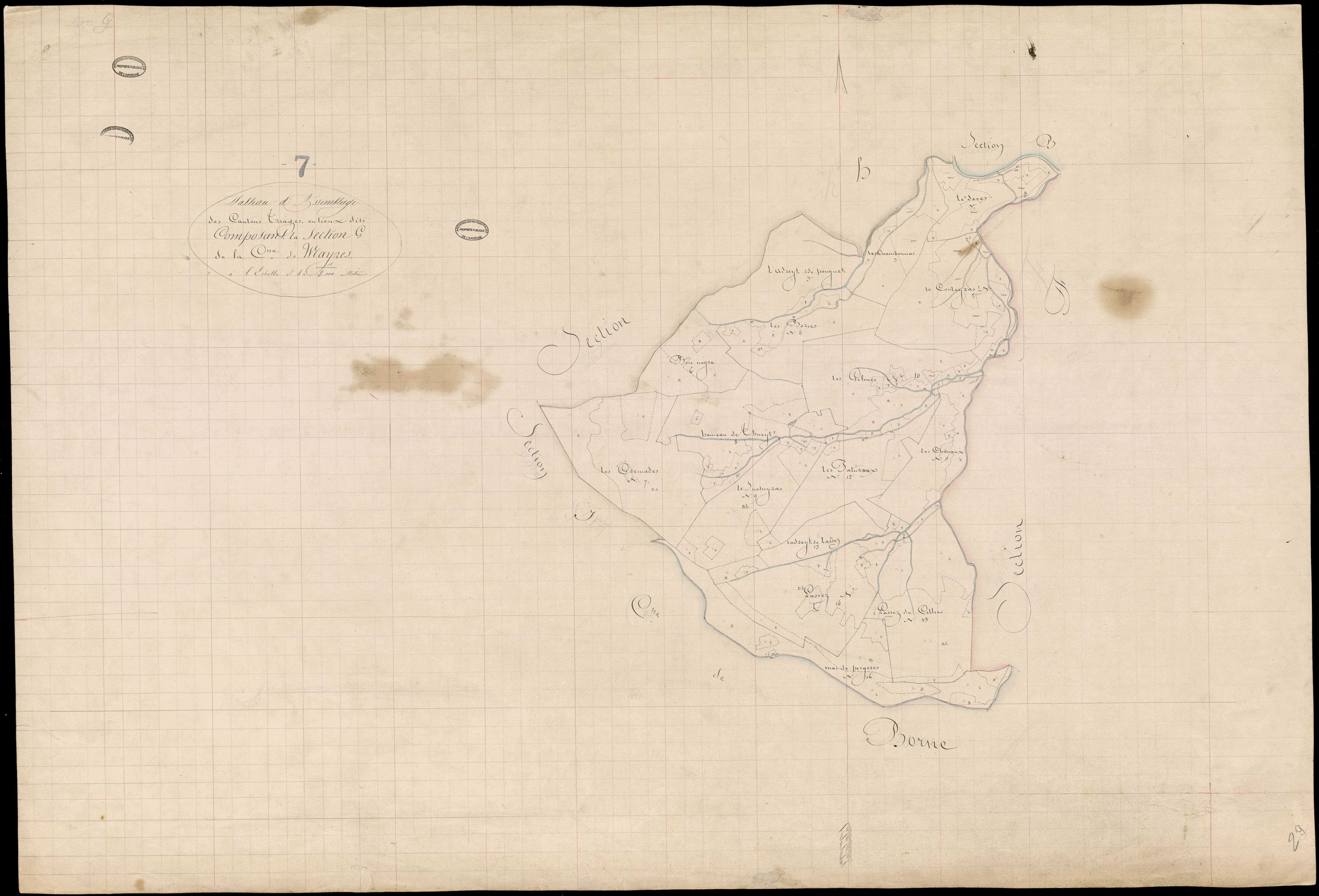 Mayres - Tableau d'assemblage de la section G