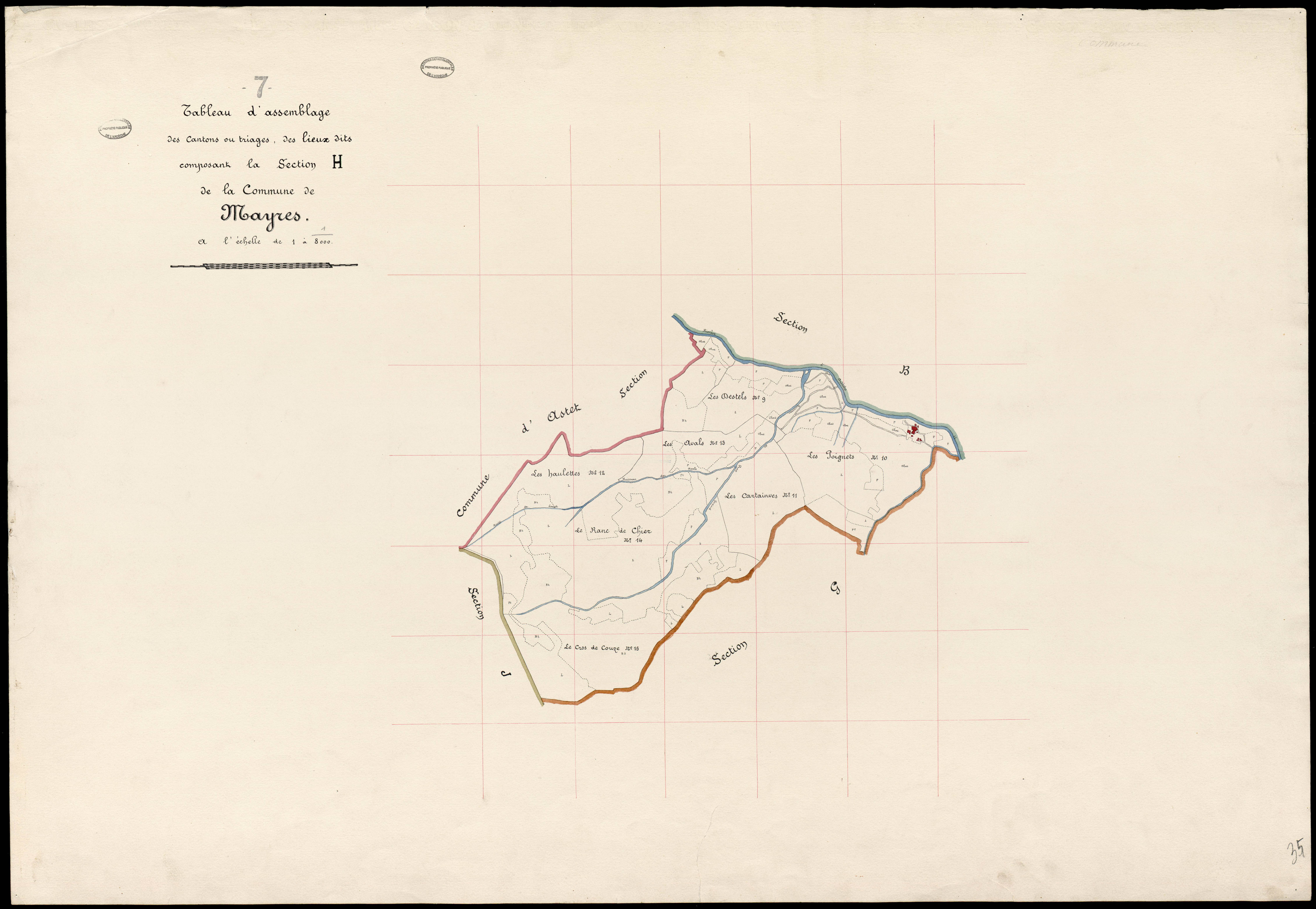 Mayres - Tableau d'assemblage de la section H