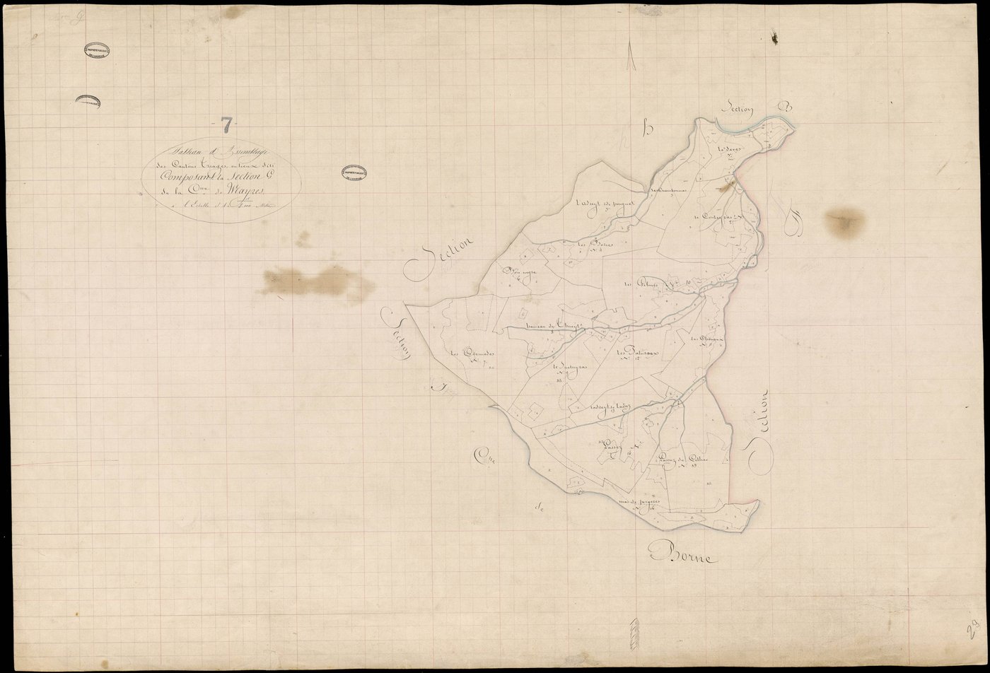 Mayres - Tableau d'assemblage de la section G
