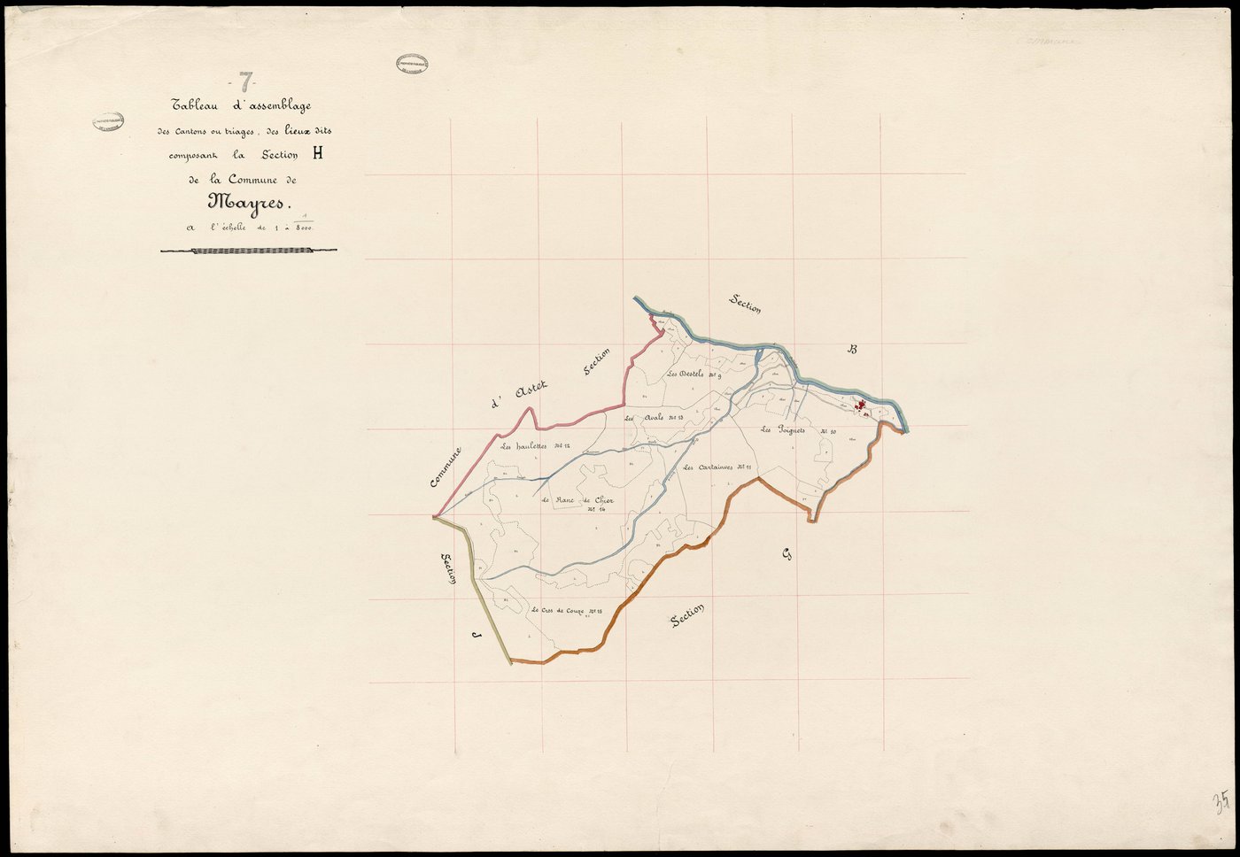 Mayres - Tableau d'assemblage de la section H