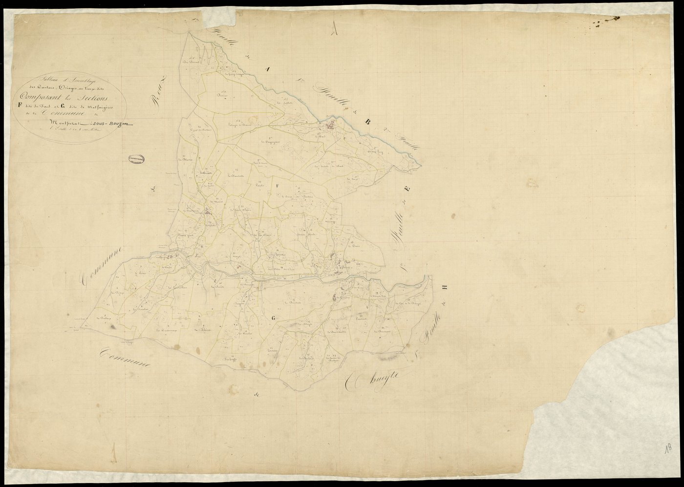 Montpezat-sous-Bauzon - Tableau d'assemblage des sections F , G