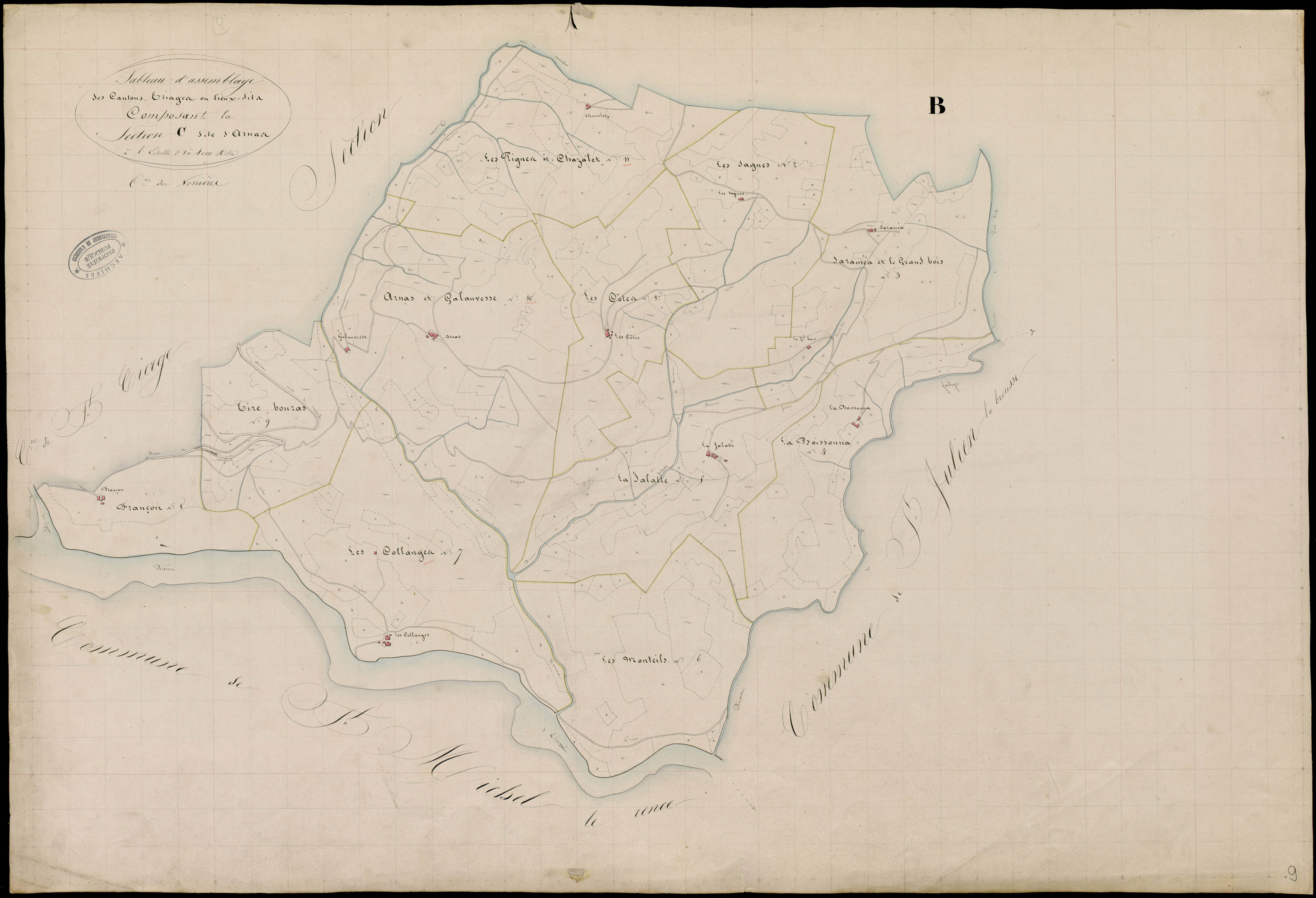 Les Nonières - Tableau d'assemblage de la section C