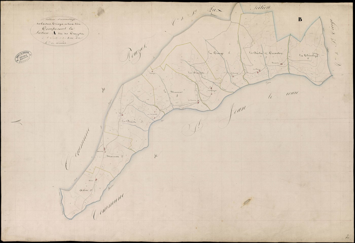Les Nonières - Tableau d'assemblage de la section A