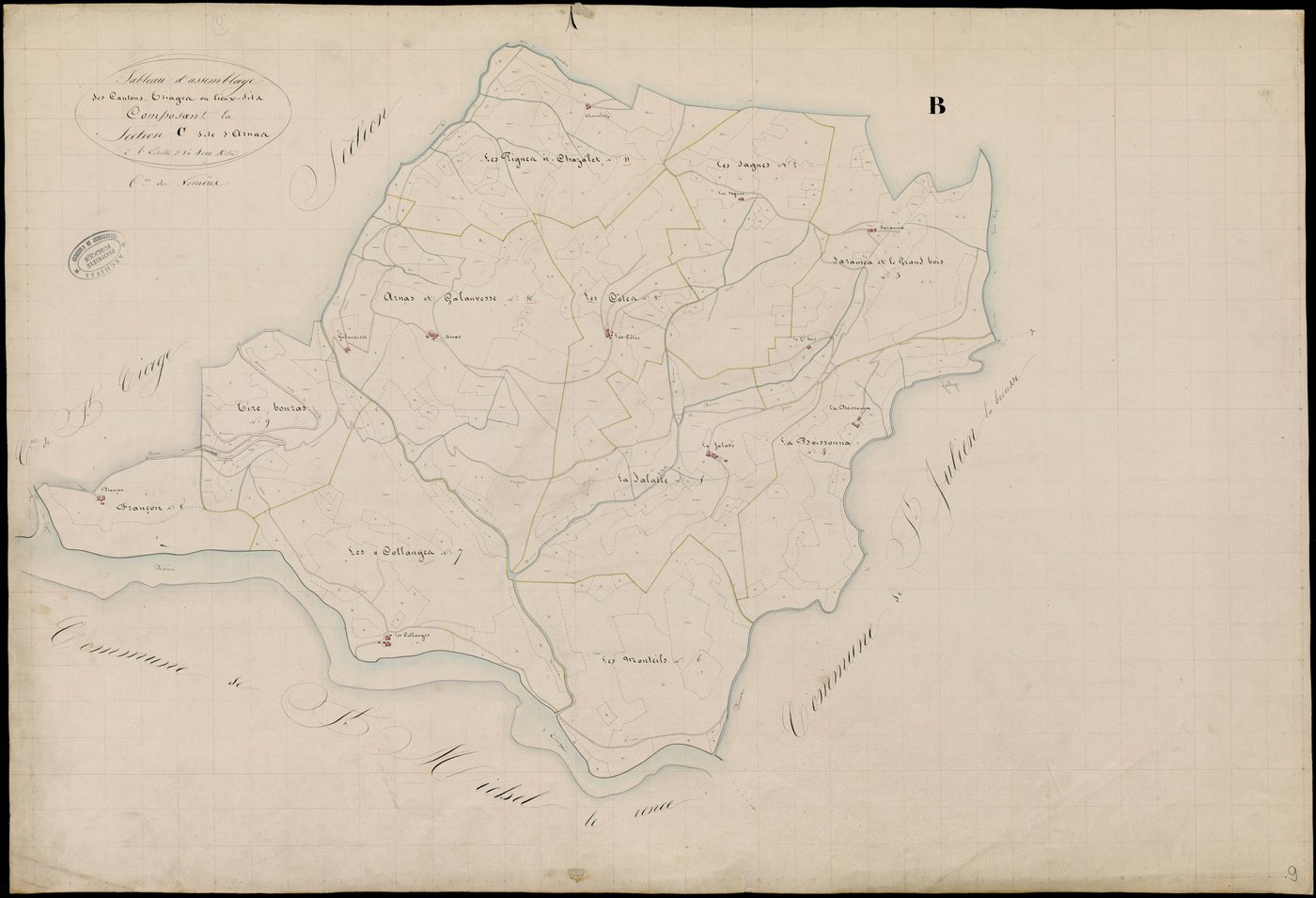 Les Nonières - Tableau d'assemblage de la section C