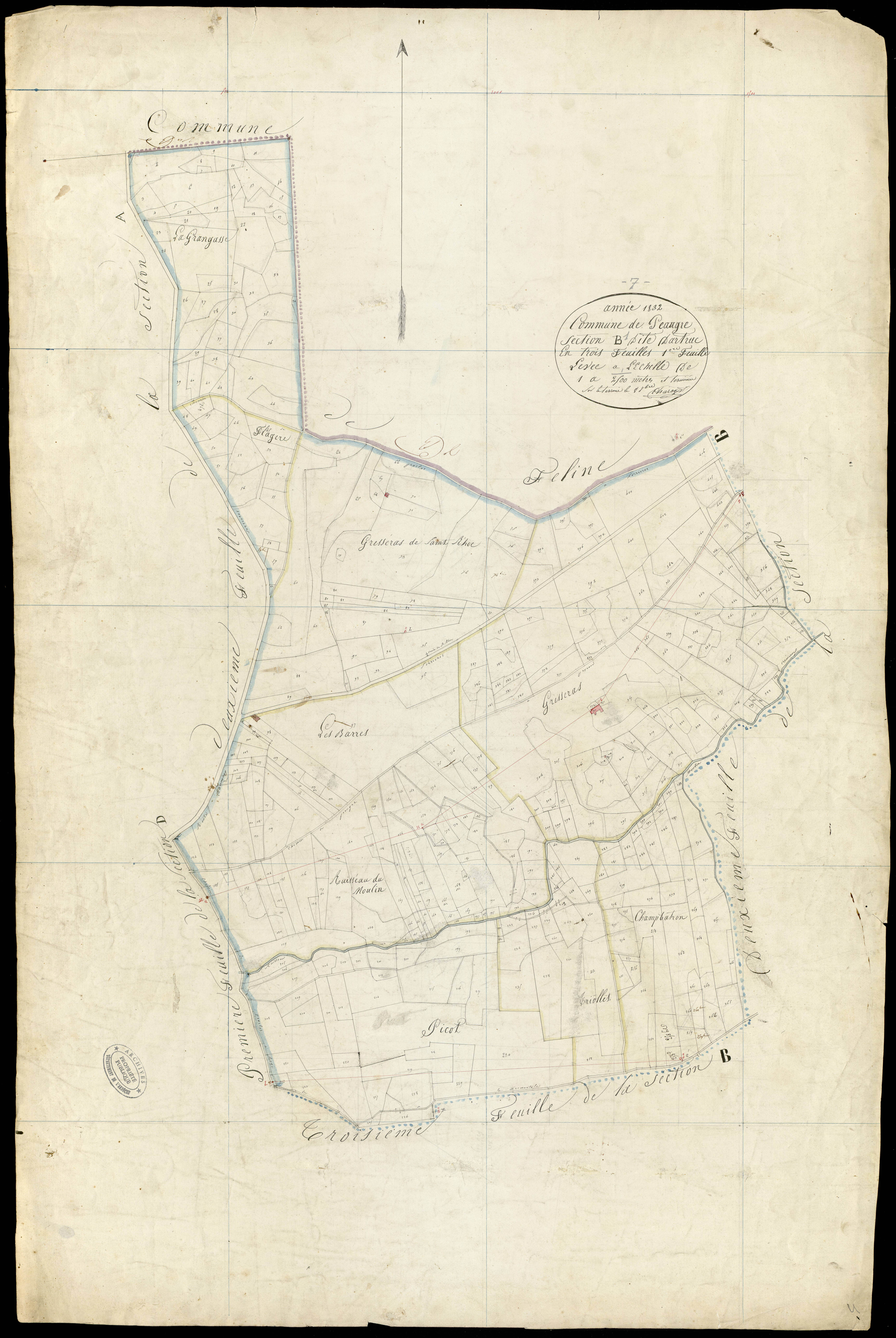 Peaugres - Section B - Feuillet 1