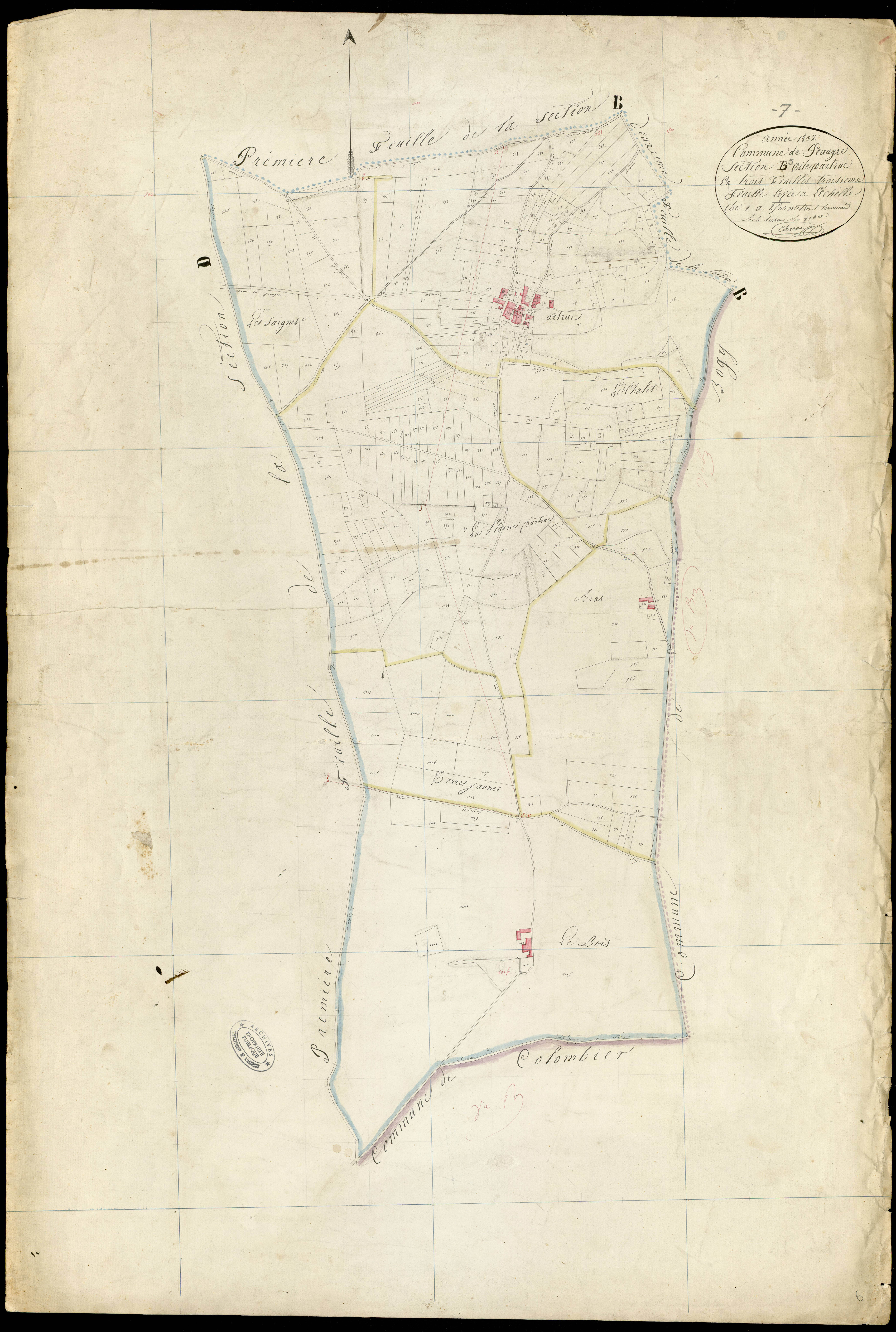 Peaugres - Section B - Feuillet 3