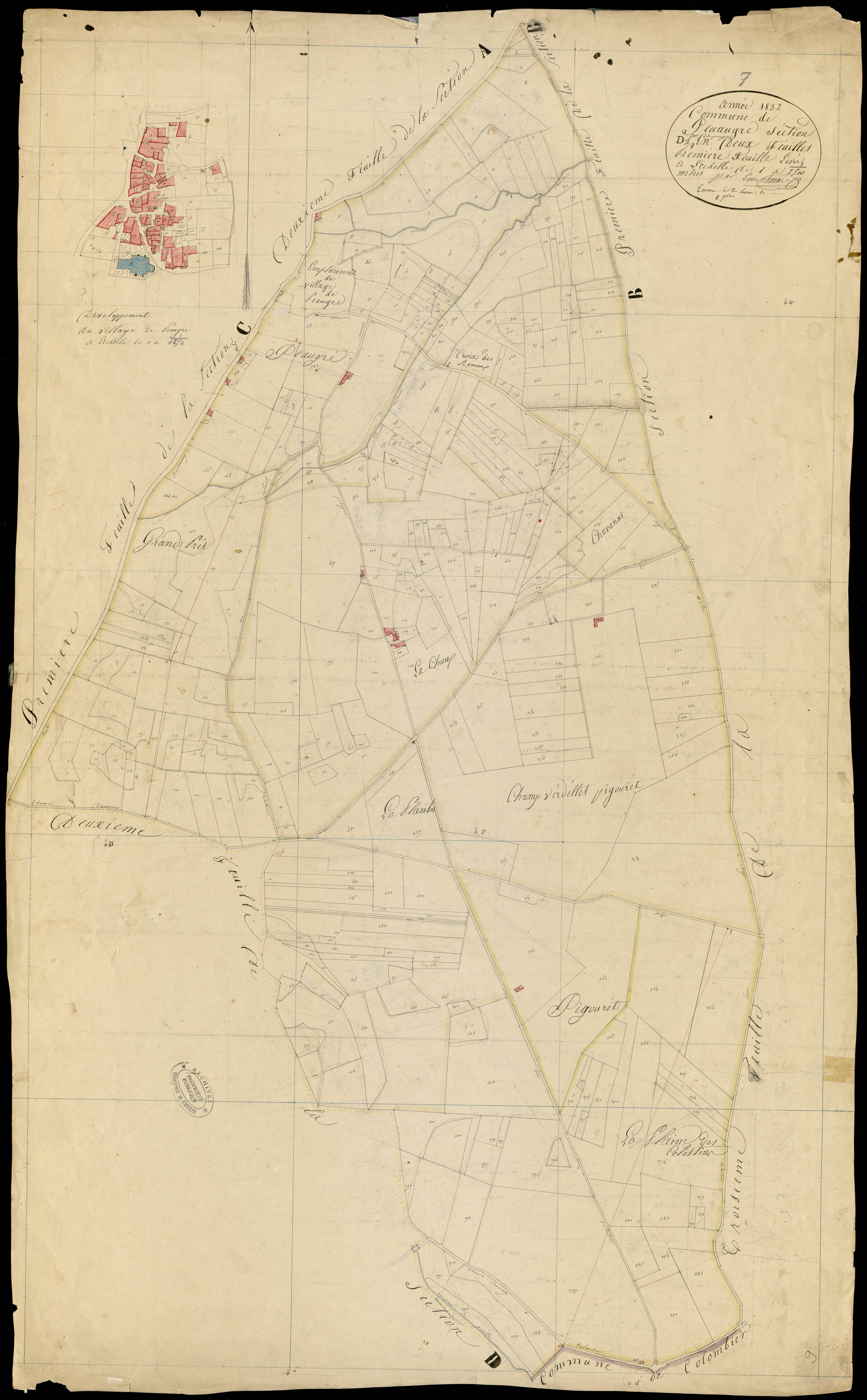 Peaugres - Section D - Feuillet 1