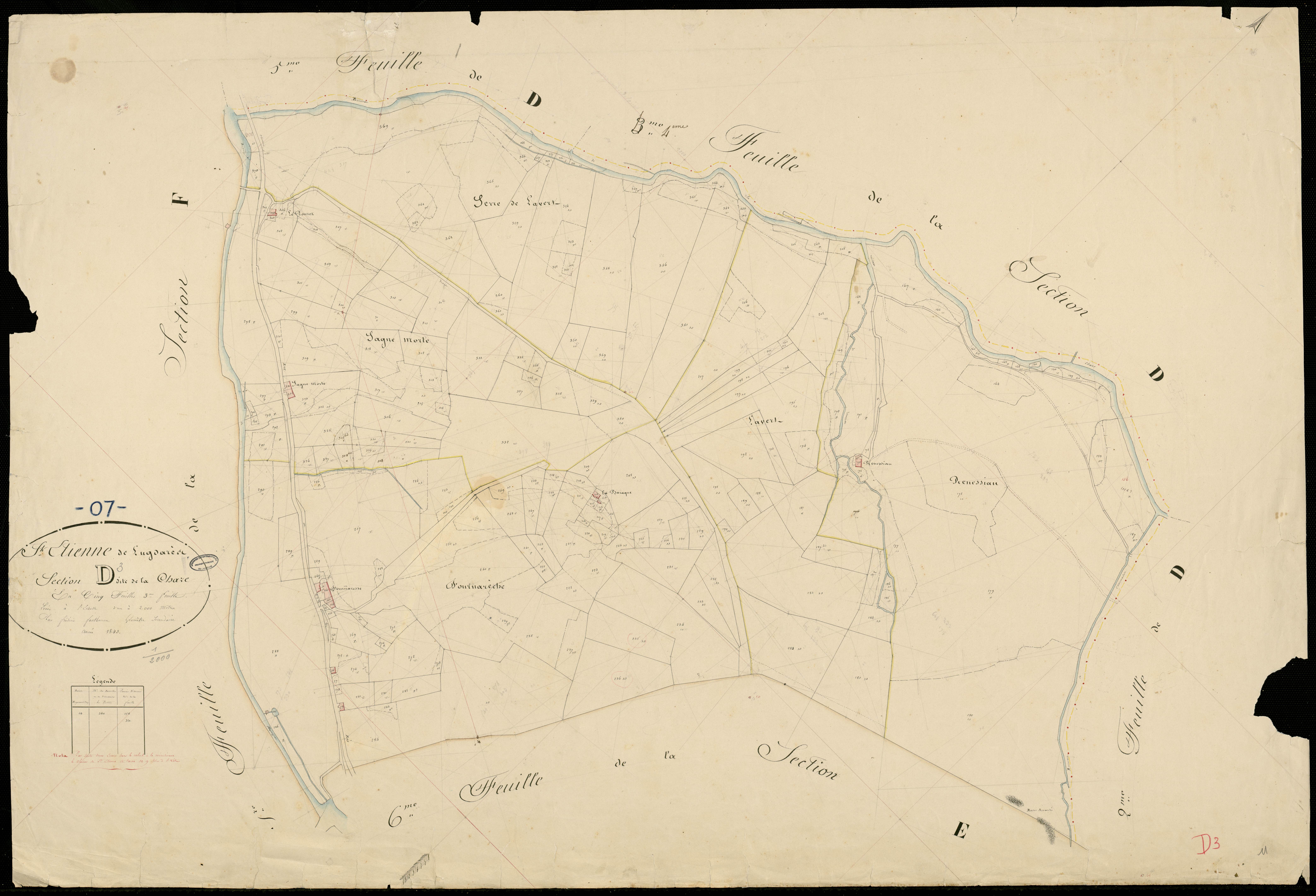 Saint-Etienne-de-Lugdarès - Section D - Feuillet 3