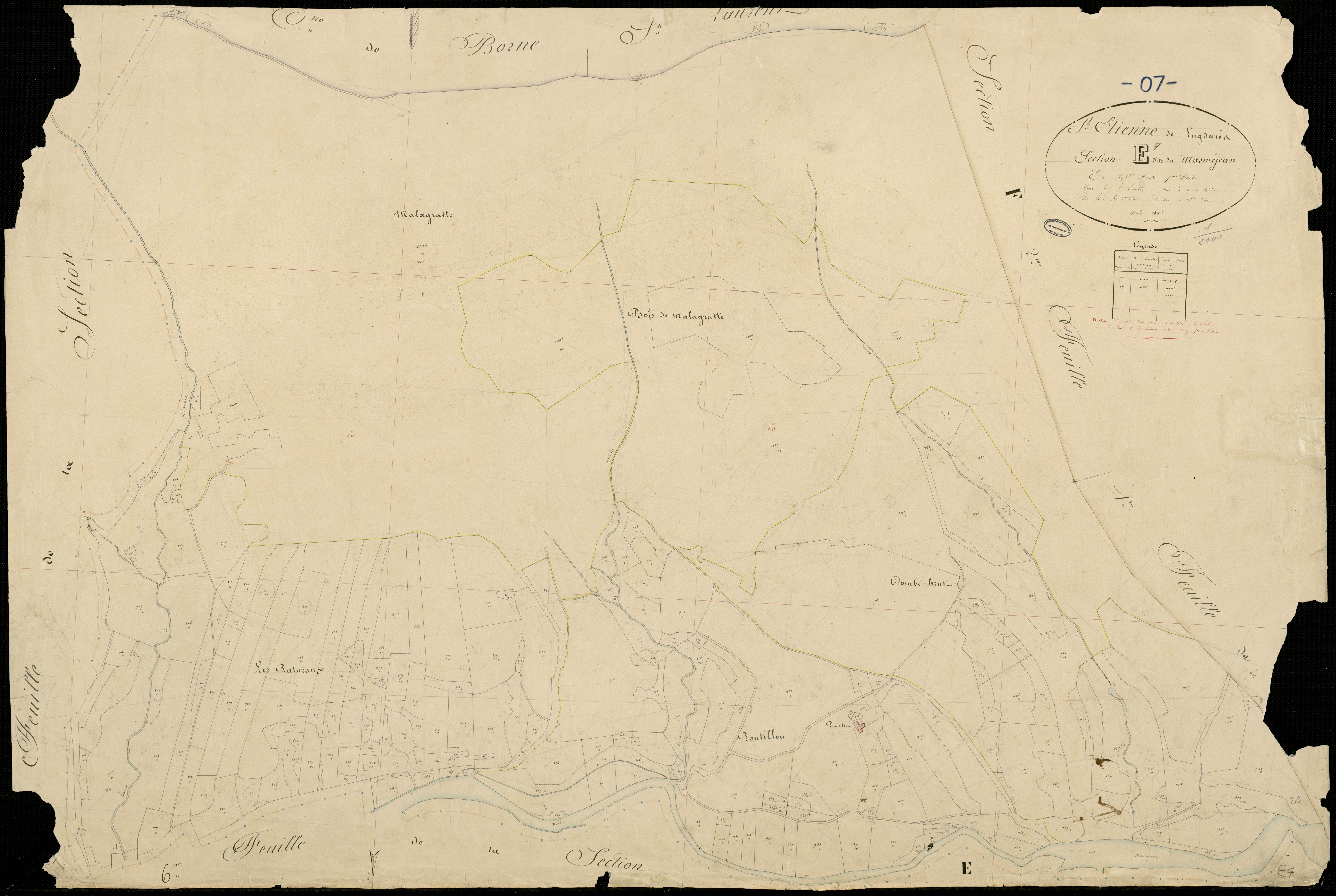 Saint-Etienne-de-Lugdarès - Section E - Feuillet 7