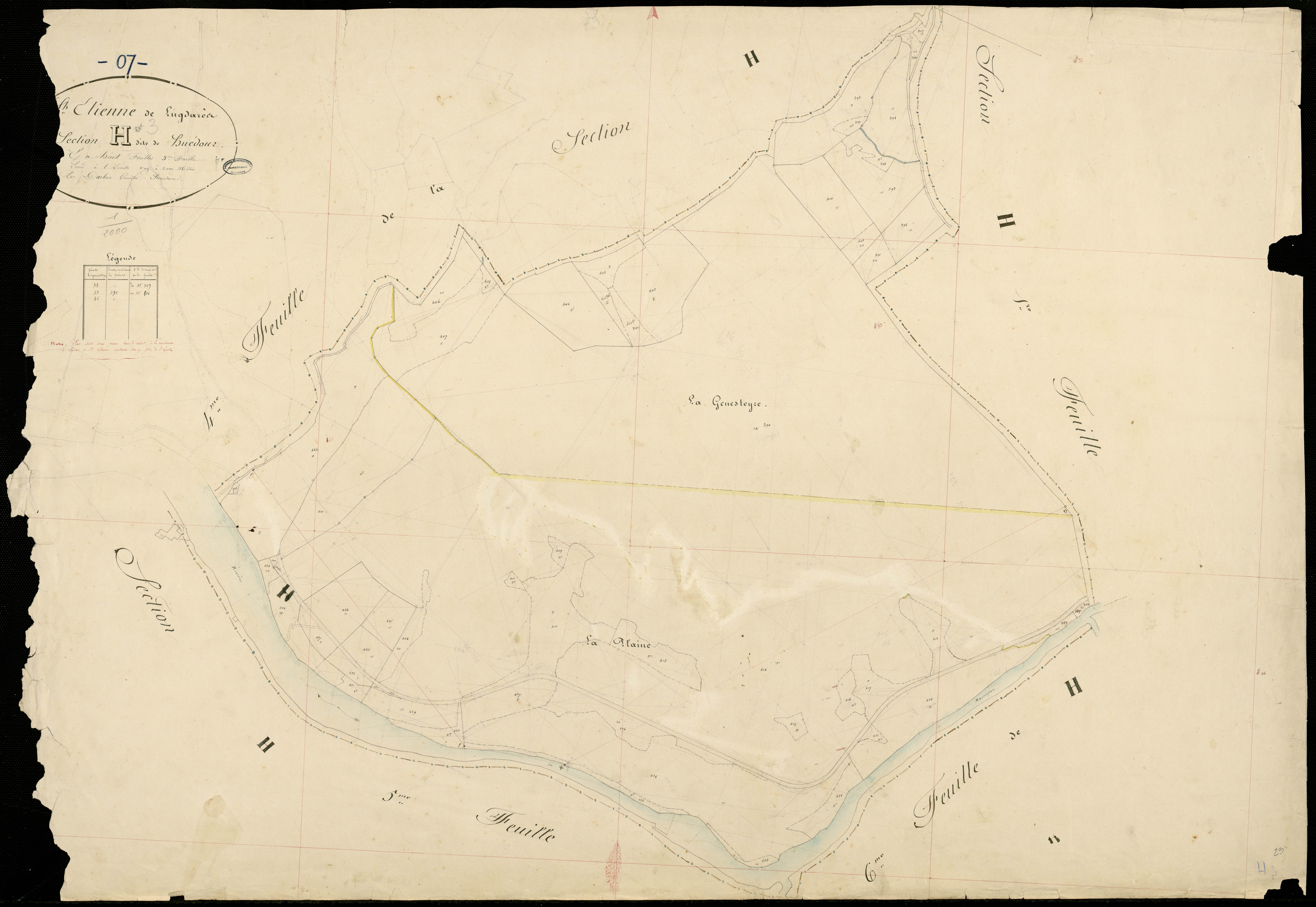 Saint-Etienne-de-Lugdarès - Section H - Feuillet 3
