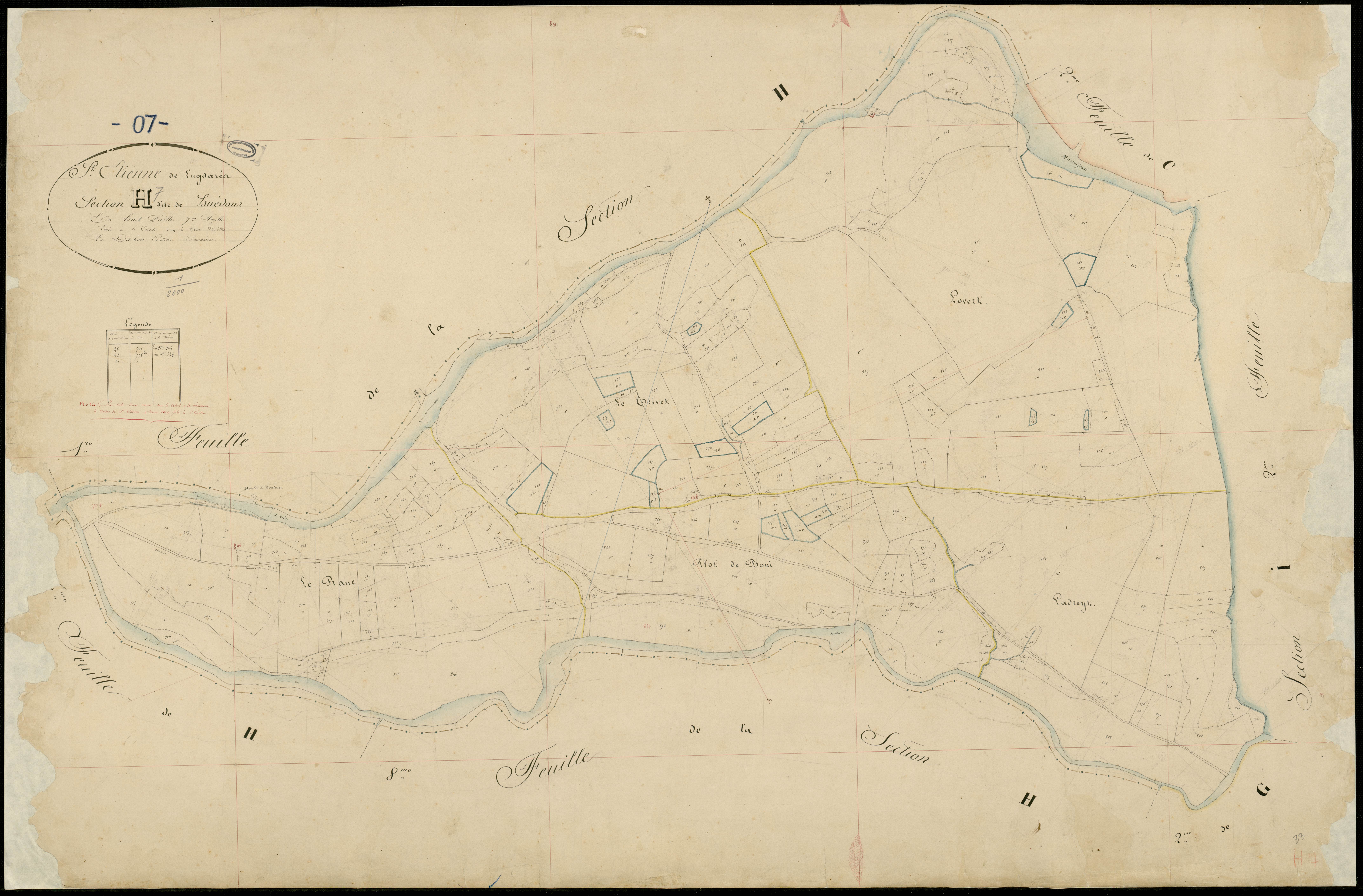 Saint-Etienne-de-Lugdarès - Section H - Feuillet 7