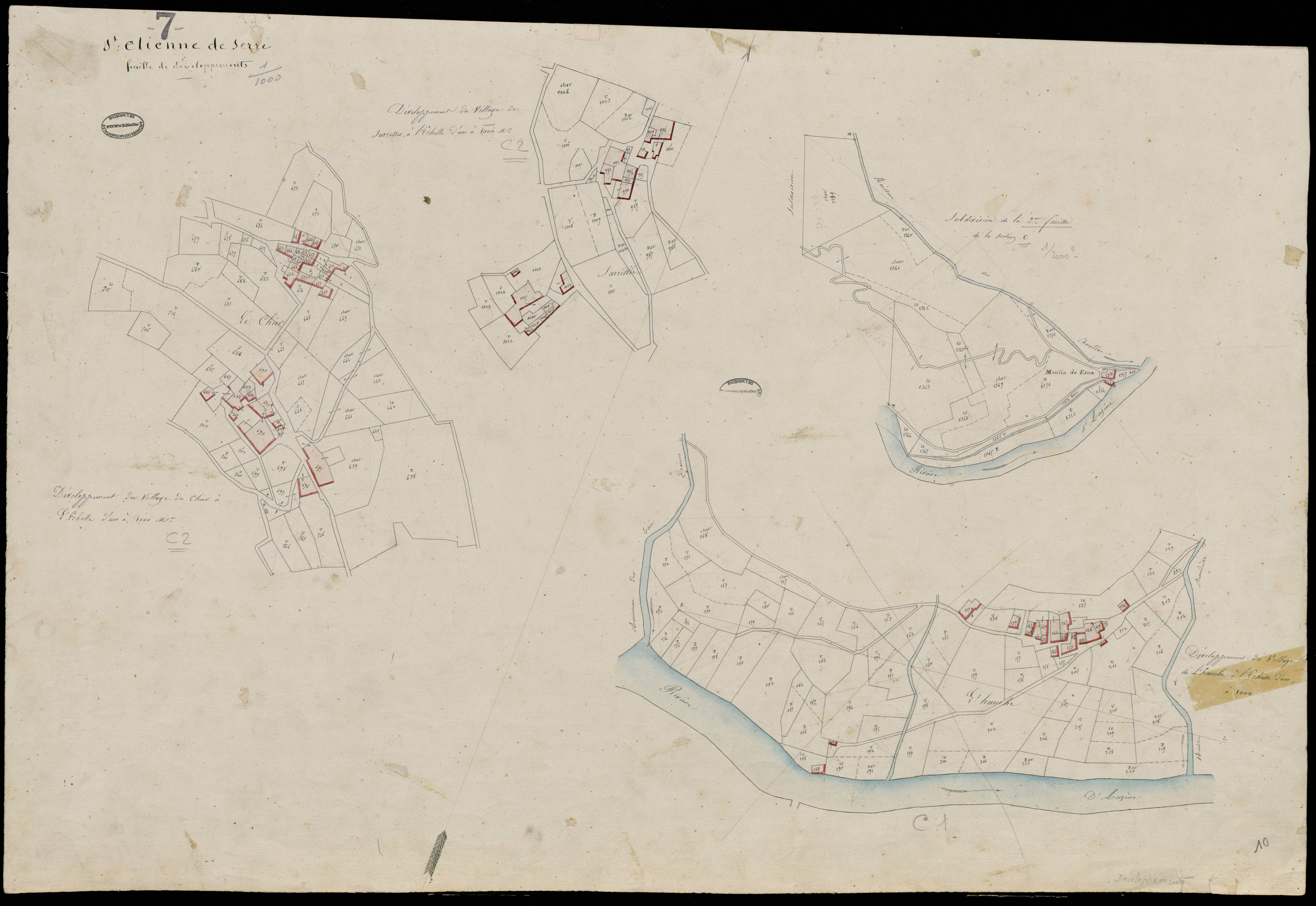 Saint-Etienne-de-Serre - Section C - Feuillet 1, 2