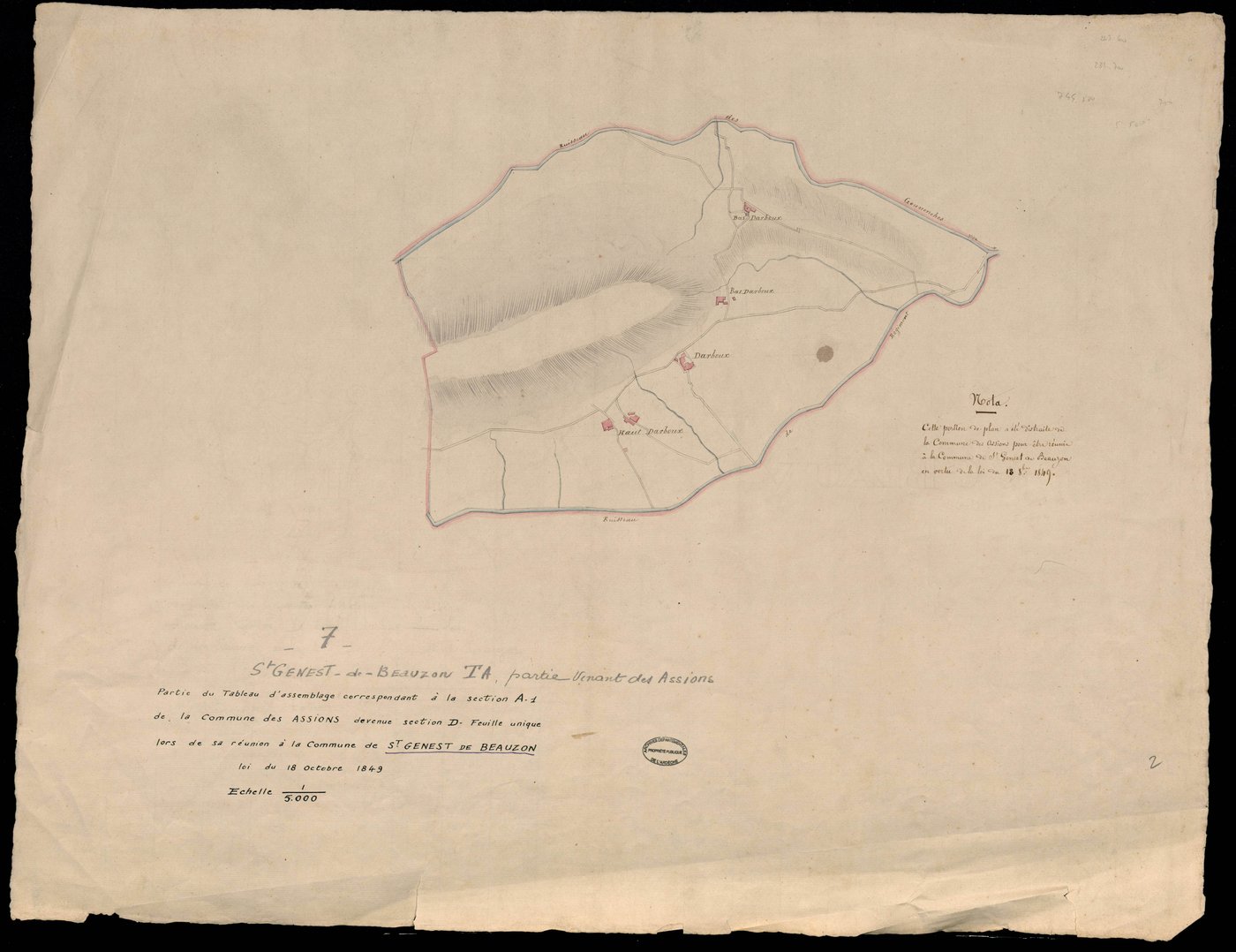 Saint-Genest-de-Beauzon - Tableau d'assemblage se la section D