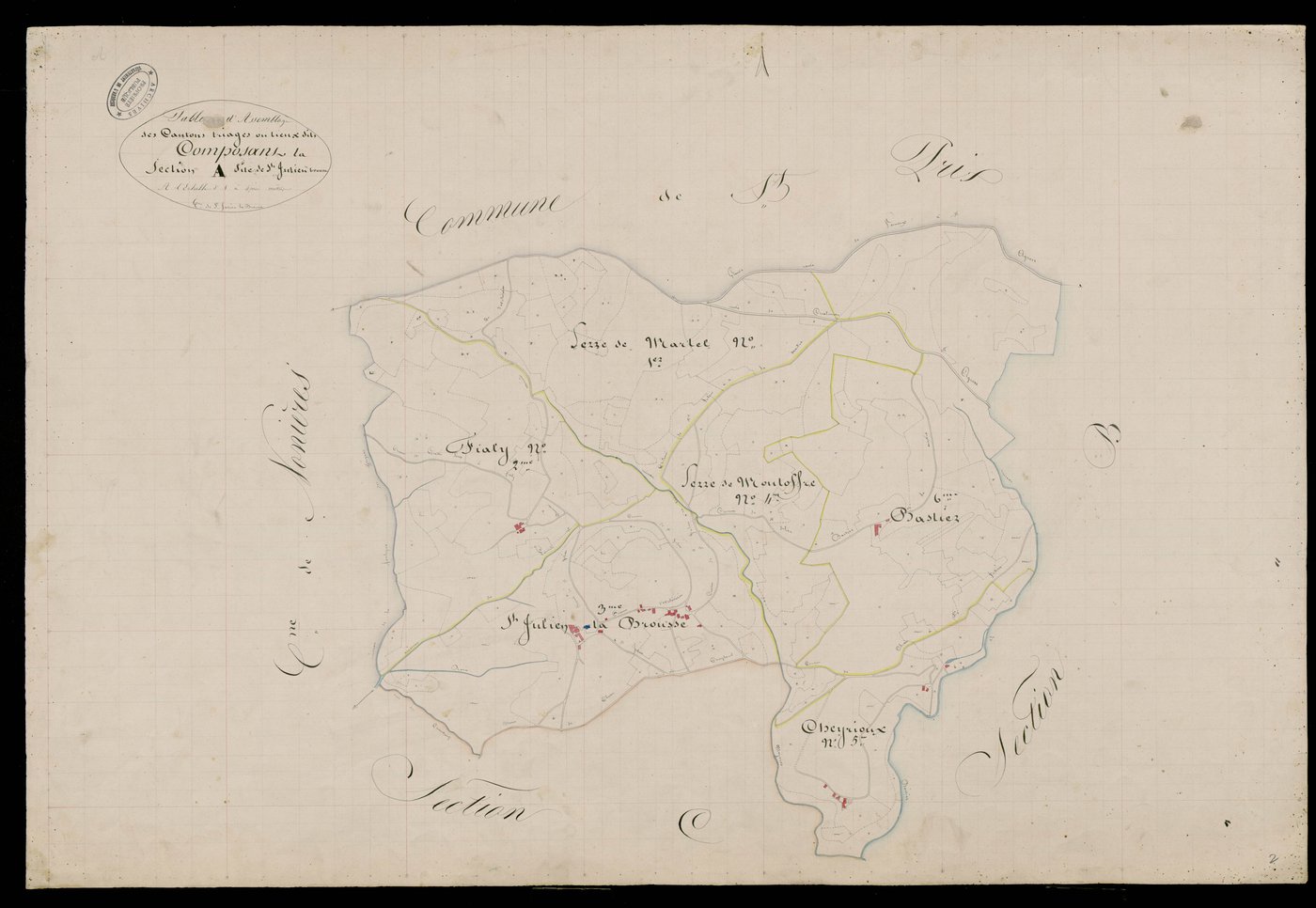 Saint-Julien-Labrousse - Tableau d'assemblage de la section A
