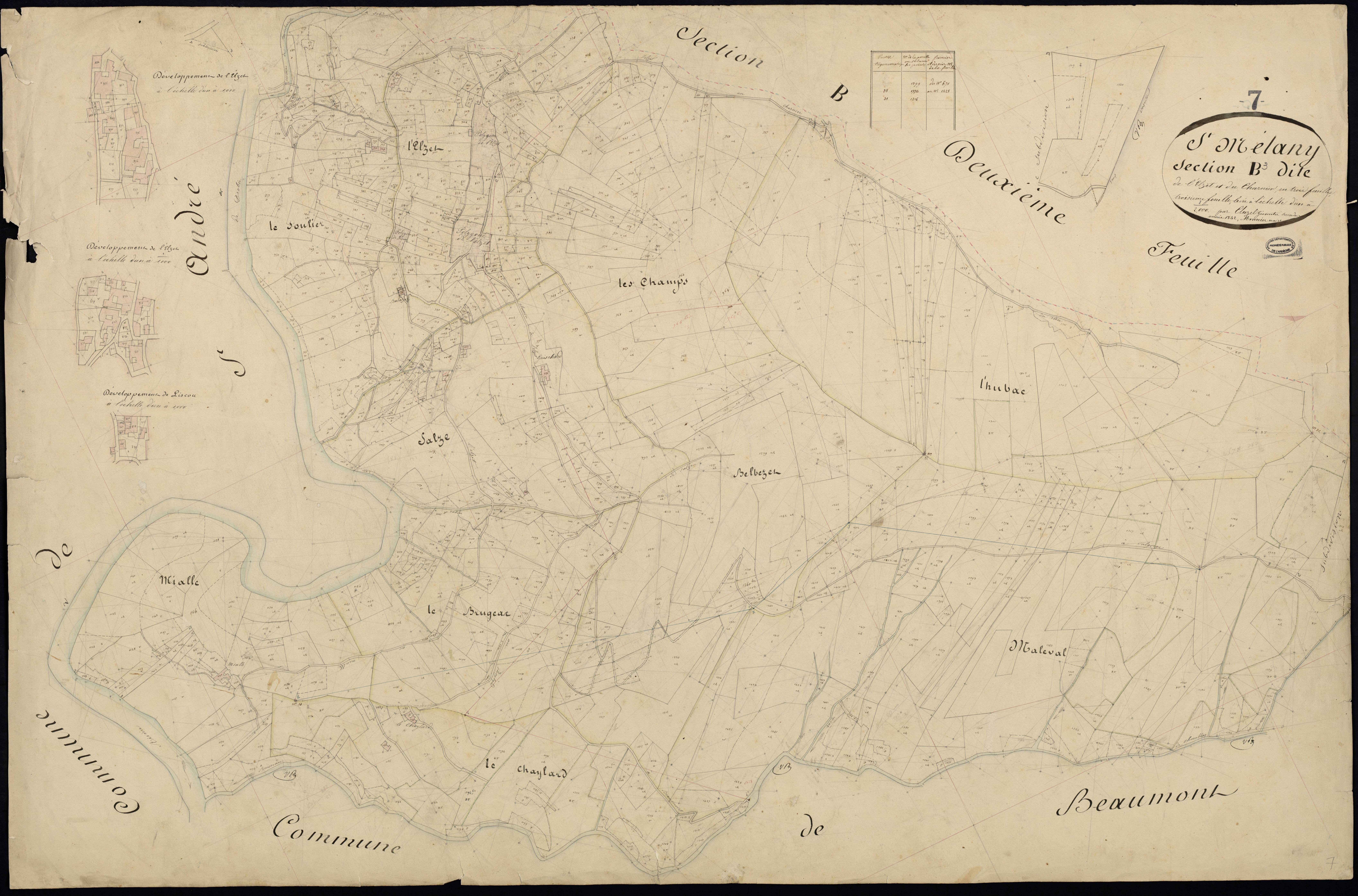 Saint-Mélany - Section B - Feuillet 3