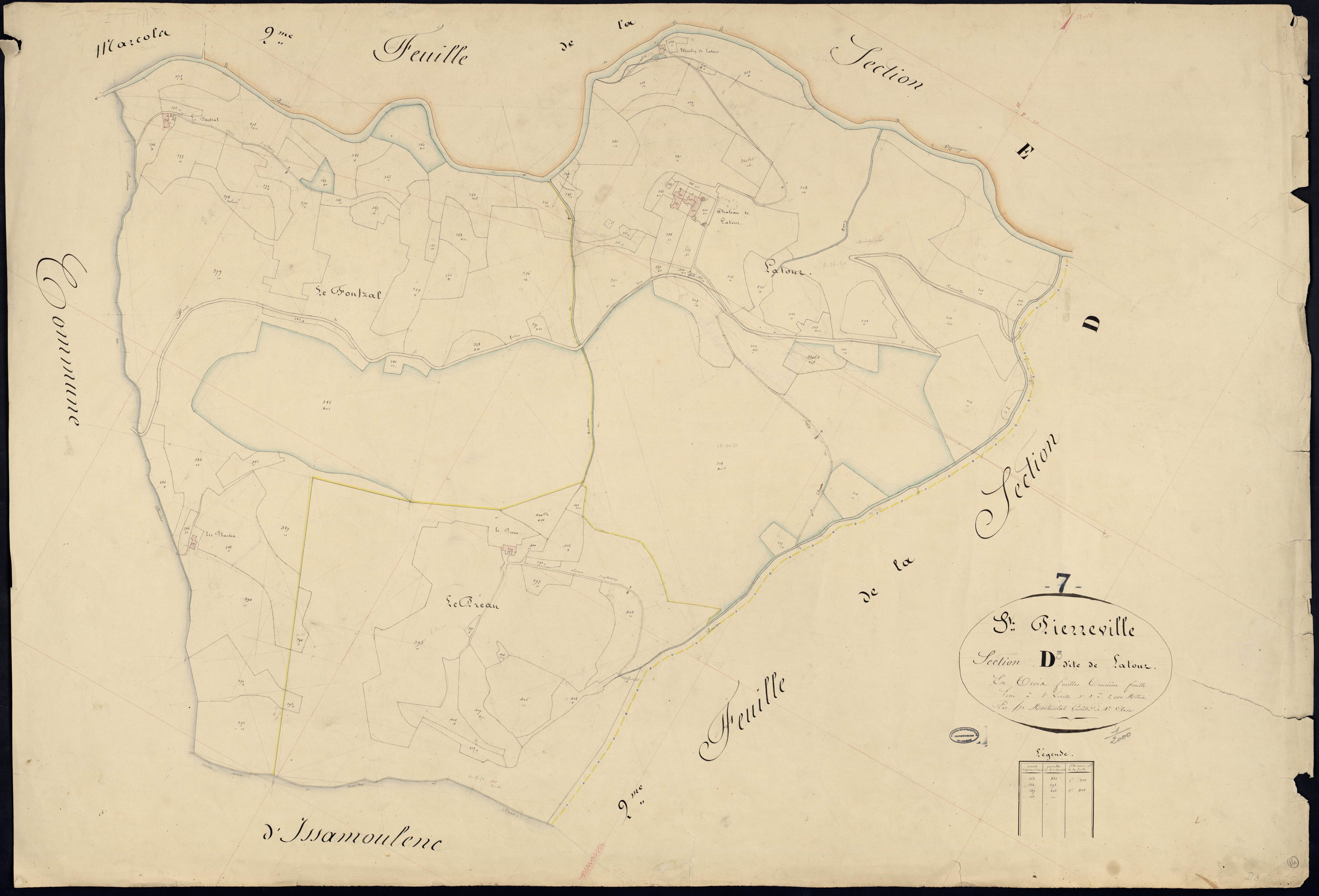 Saint-Pierreville - Section D - Feuillet 3