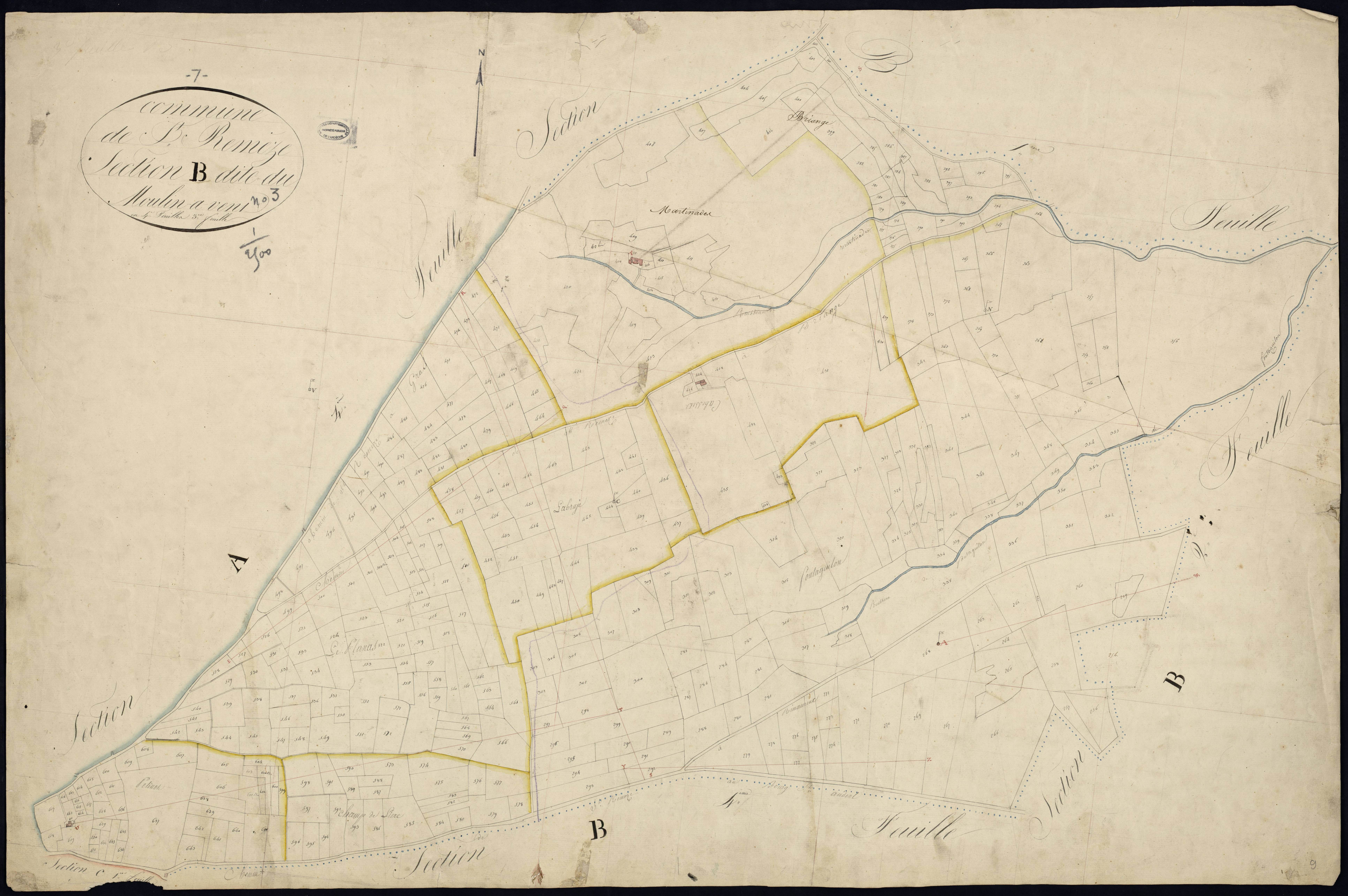 Saint-Remèze - Section B - Feuillet 3